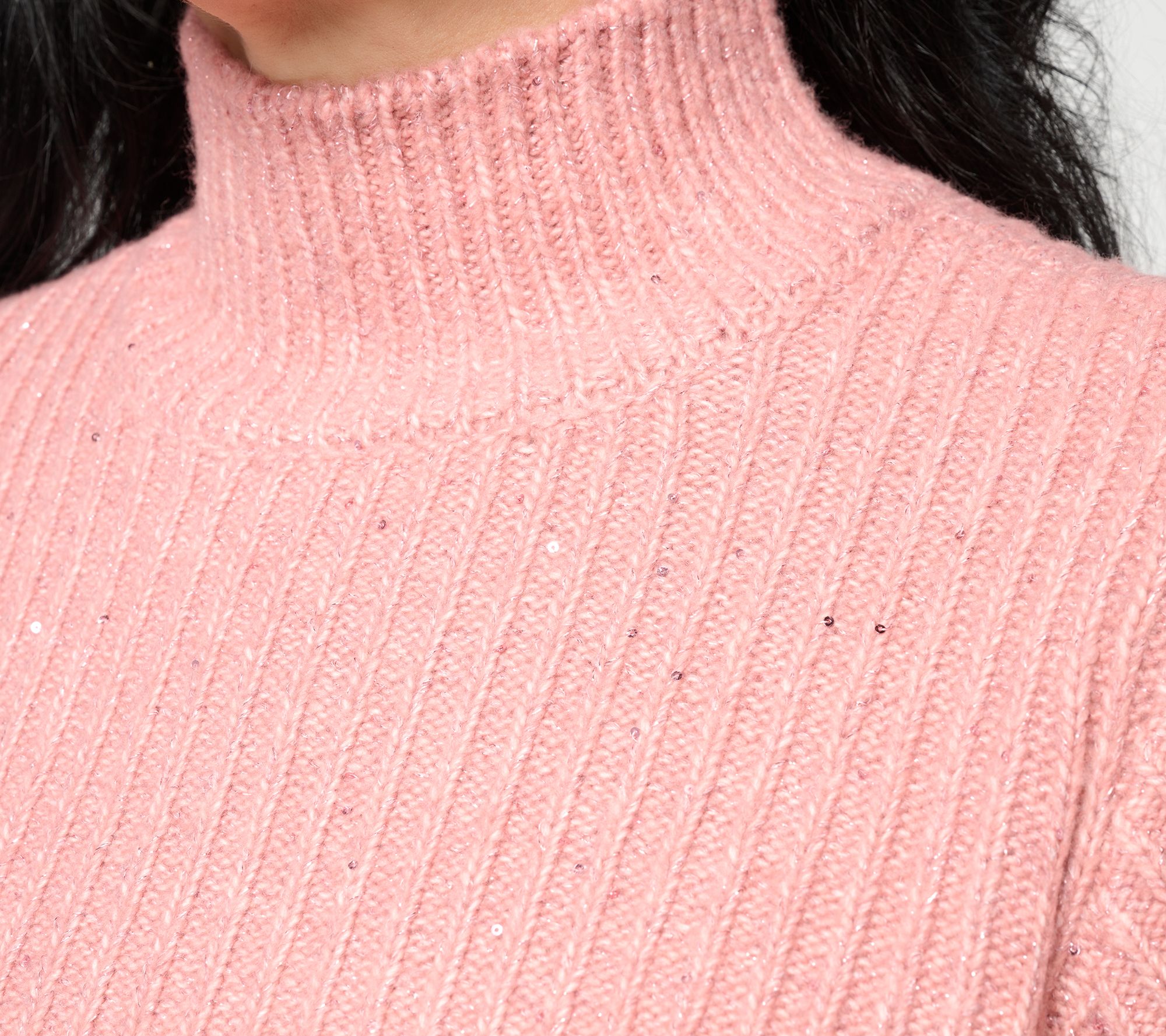 Belle by Kim Gravel Just Enough Sparkle Mock Neck Sweater