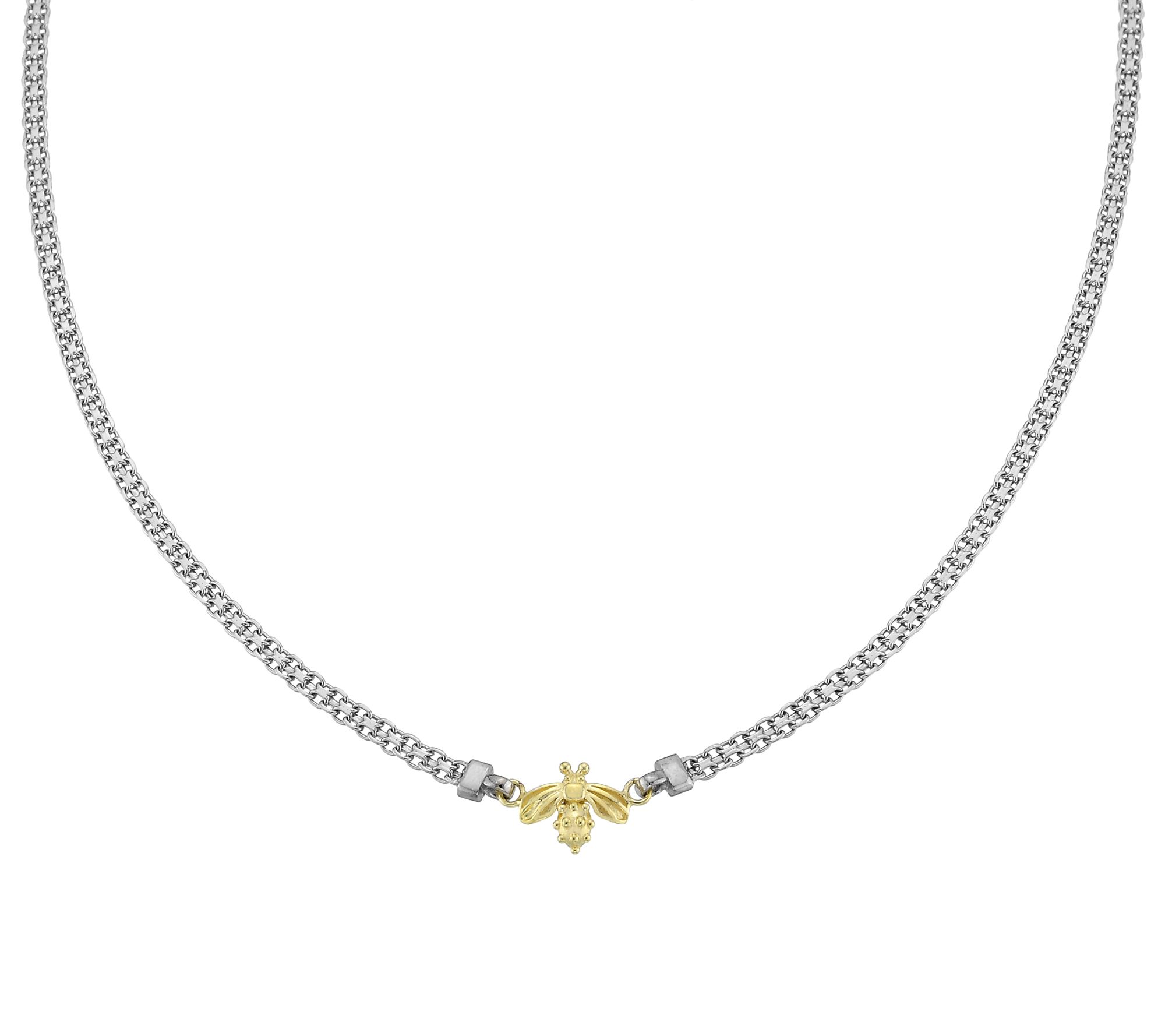 Silver Style Two-Tone Bee Design Bismark Necklace, Sterling