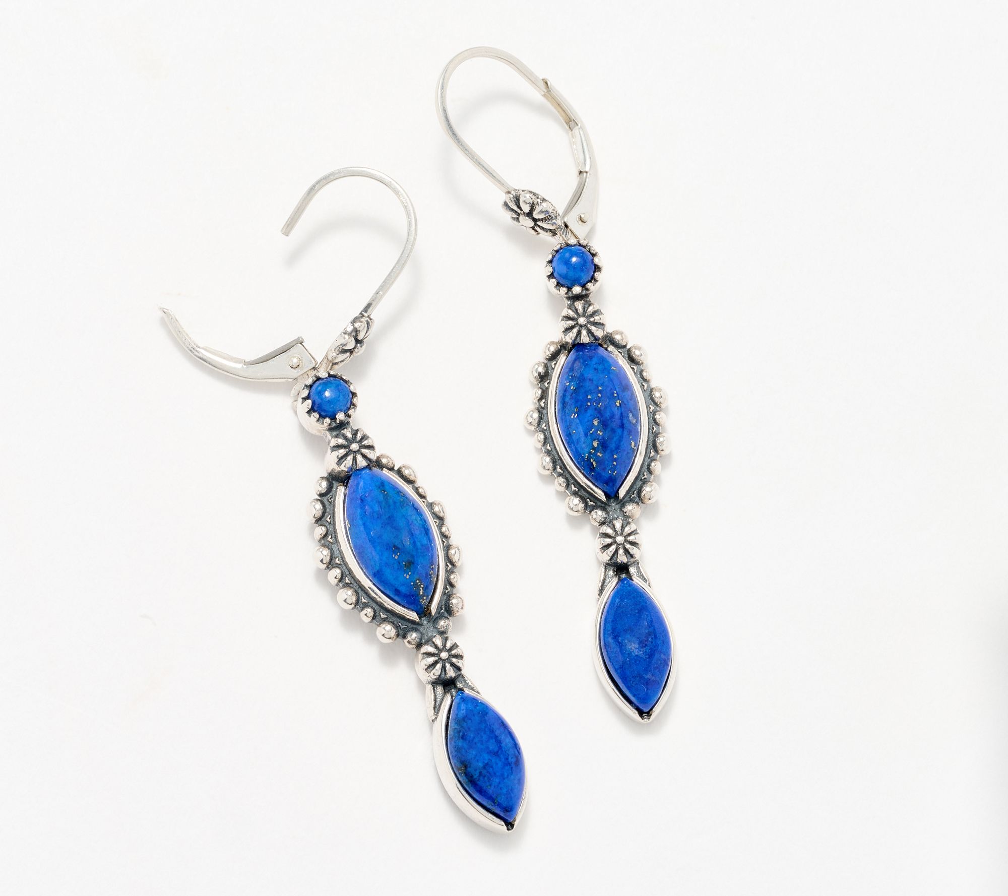 American West Sterling Silver Marquise Gem Leverback Earrings