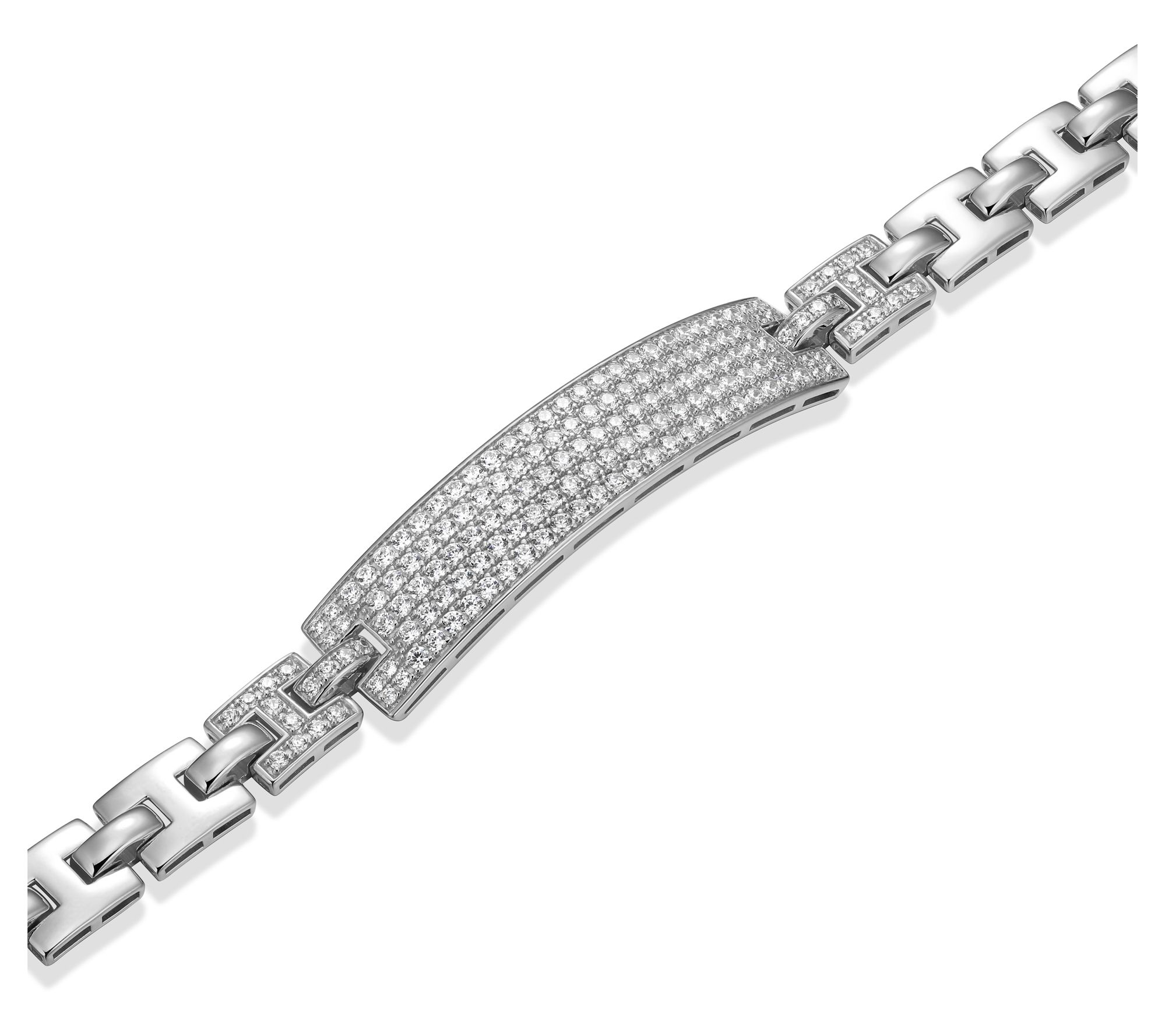 Diamonique Men's 5.60 cttw Pave Tag Bracelet, Sterling Silver