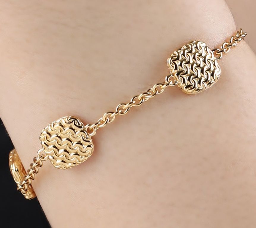 Tiffany Kay Silver 14K Gold Clad Purl Knit Station Bracelet