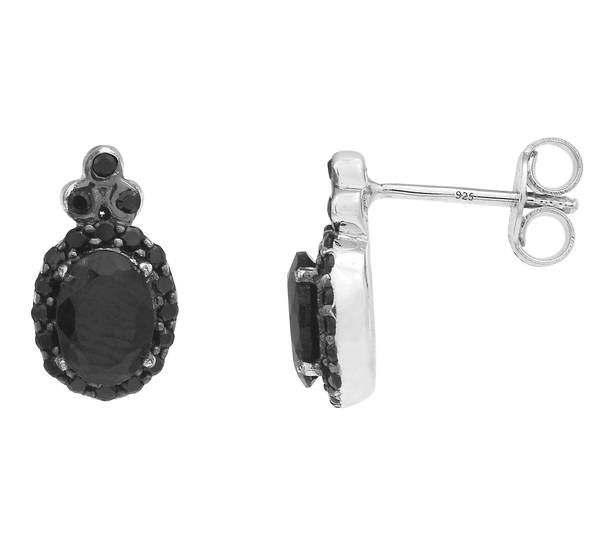 Affinity Gems Black Spinel Stud Earrings, Sterling Silver