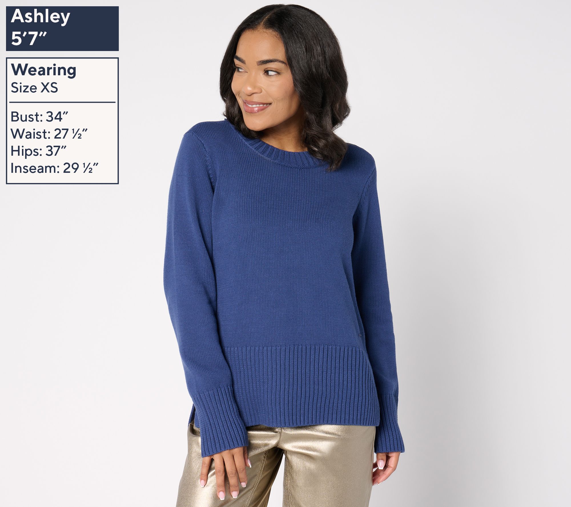 Peace Love World 100% Cotton Crewneck Sweater w/ Pop Color Detail