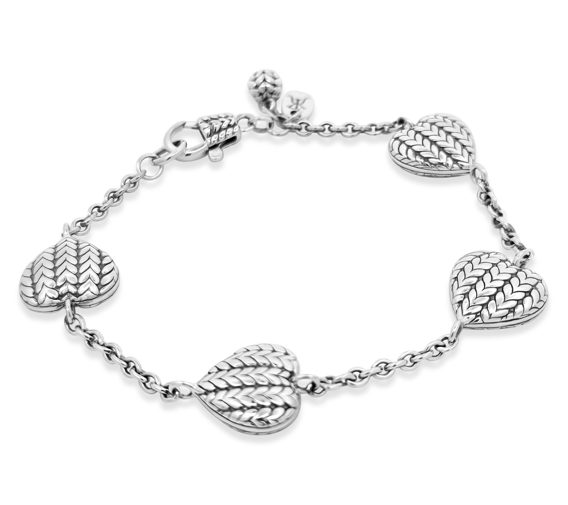 Tiffany Kay Studio Sterling Herringbone Heart Station Bracelet