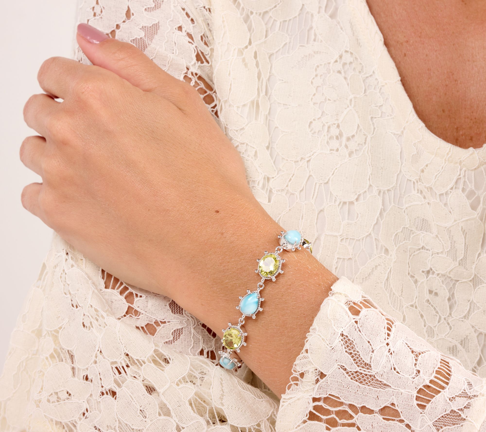 Dallas Prince Larimar Gemstone Toggle Bracelet, Sterling Silver