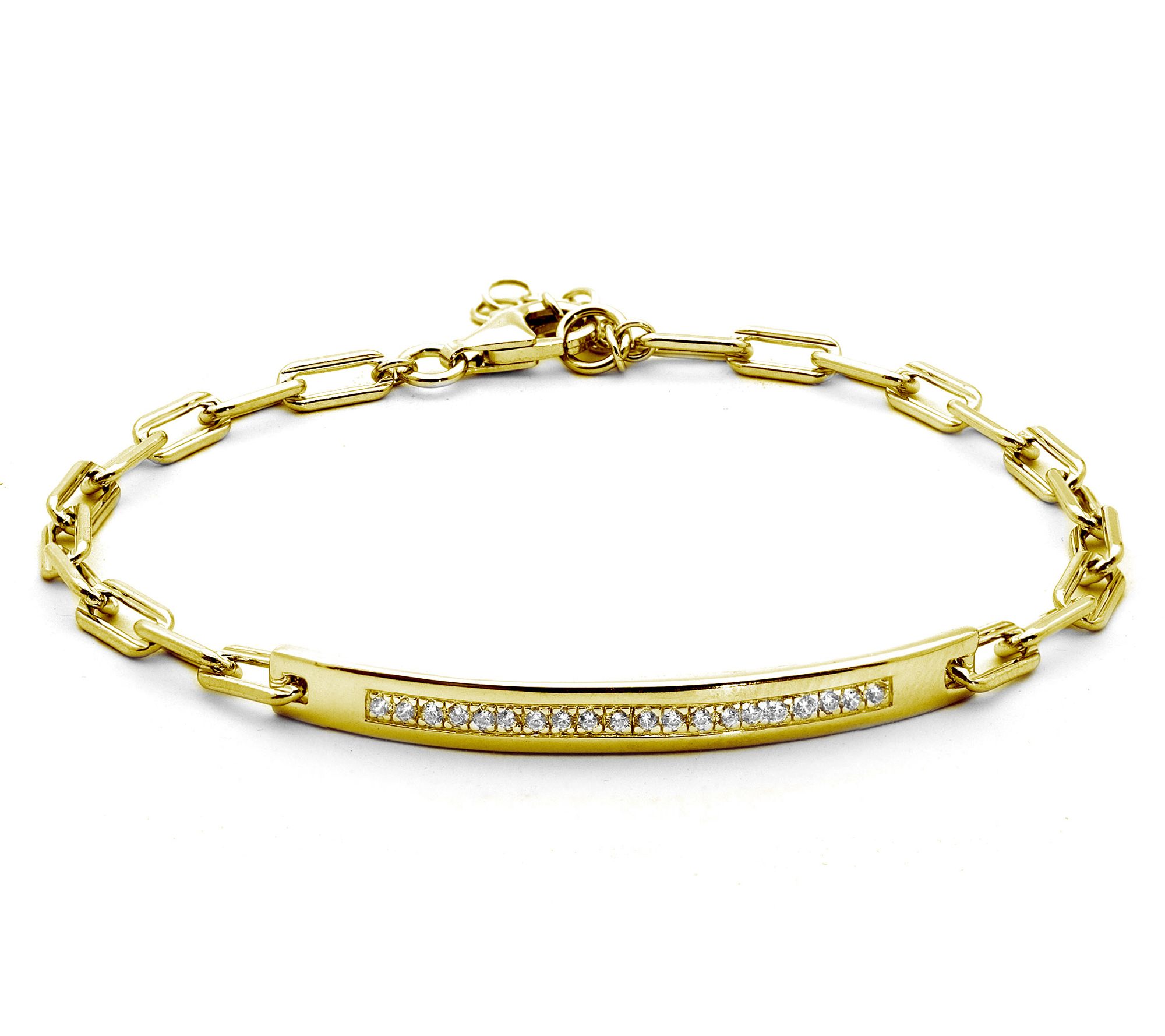 Diamonique 0.30 cttw Curved Bar Bracelet, Sterling Silver