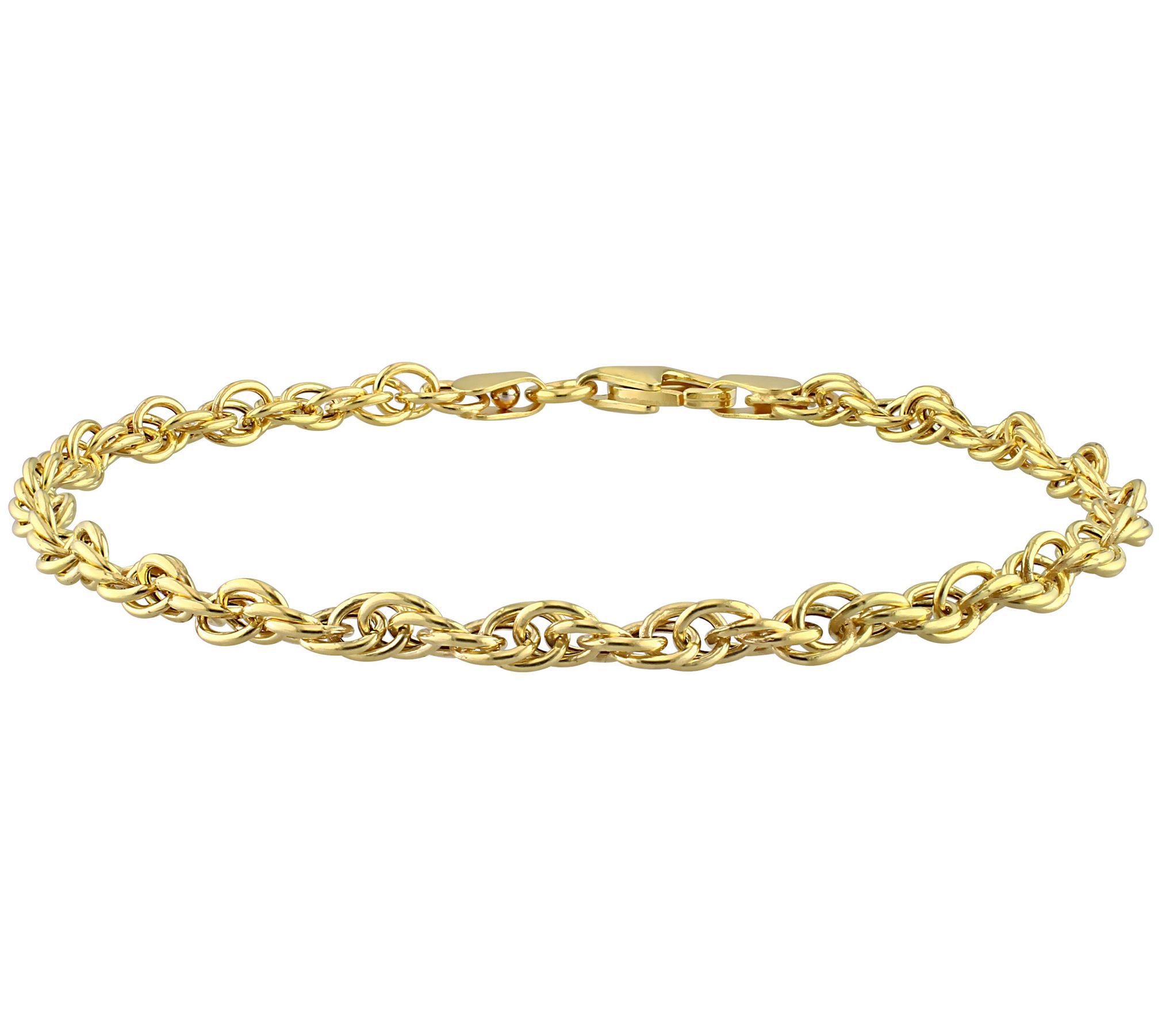 18K Gold Plated 3.7 mm Singapore Chain Bracelet