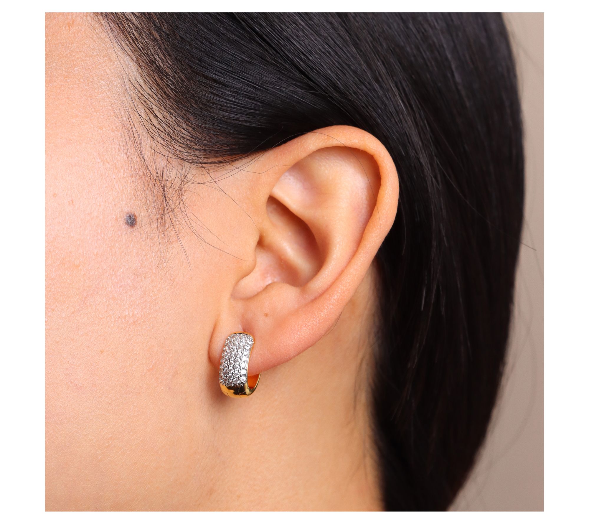 Diamonique x Bronzo Italia Oval Huggies Hoop Earrings