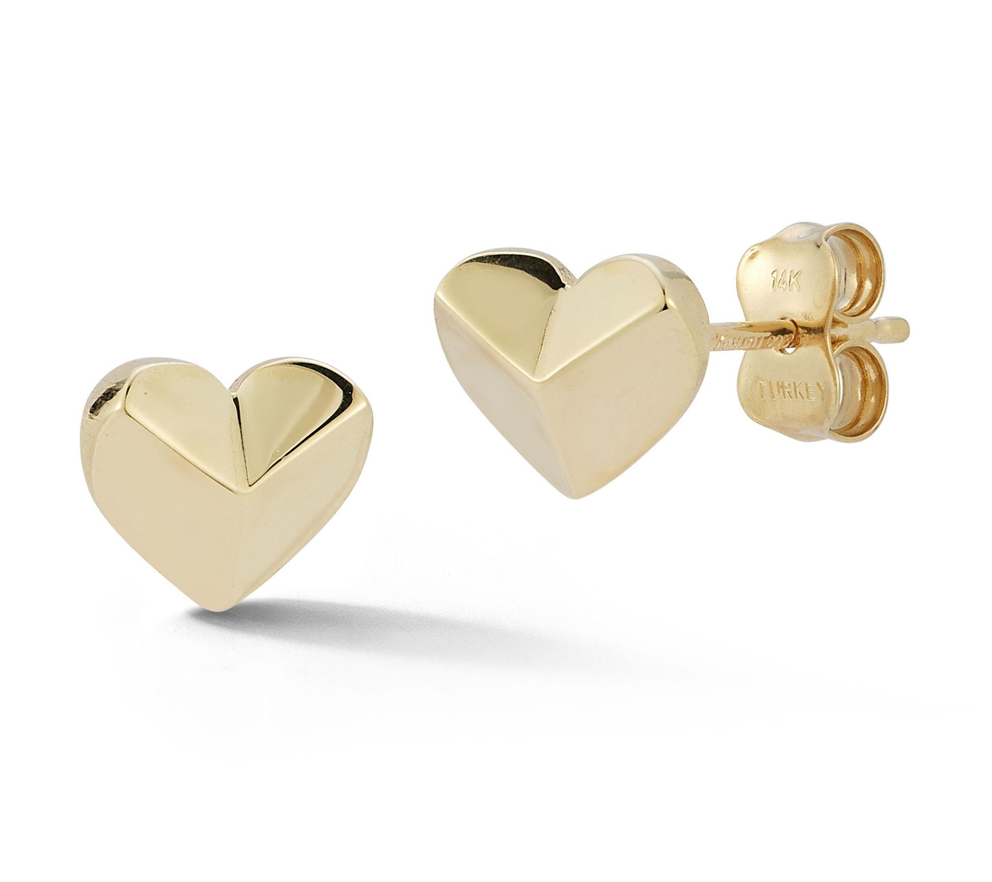 Luminosa Gold Geometric Heart Stud Earrings, 14K