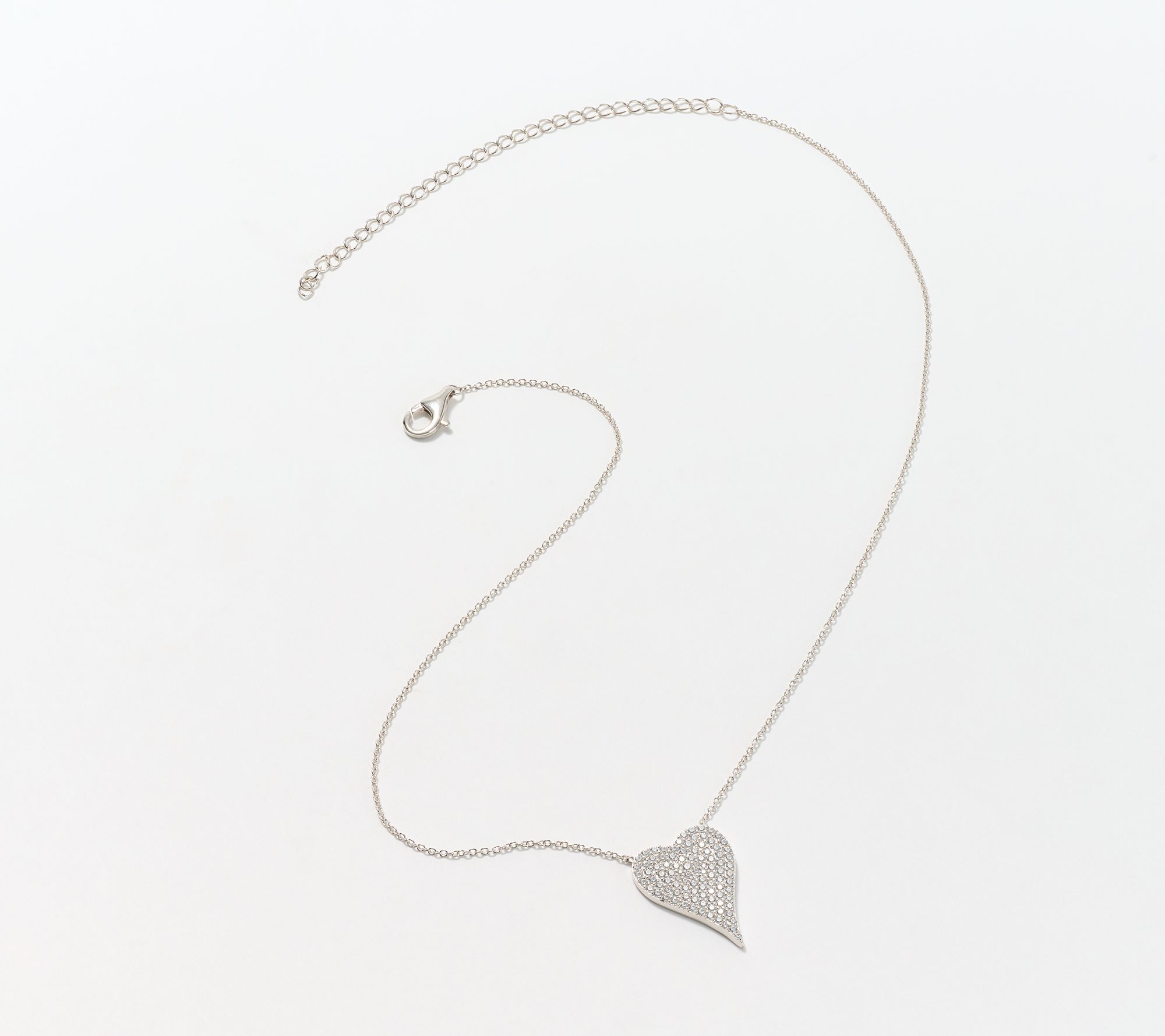 Diamonique x Jennifer Miller Signature Boxed Pave Heart, Necklace, Sterl