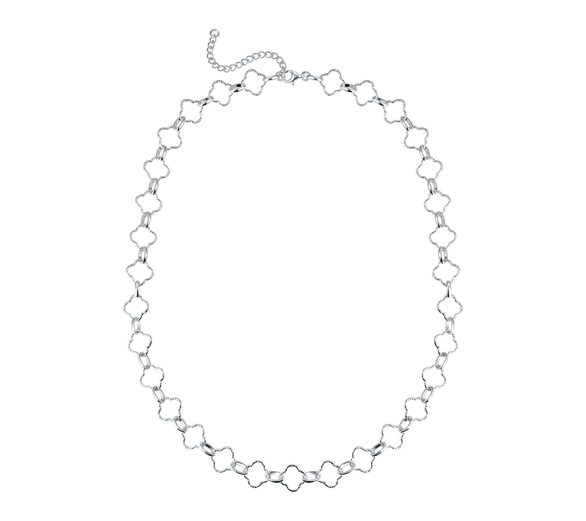 Silver Style Clover Link Necklace, Sterling