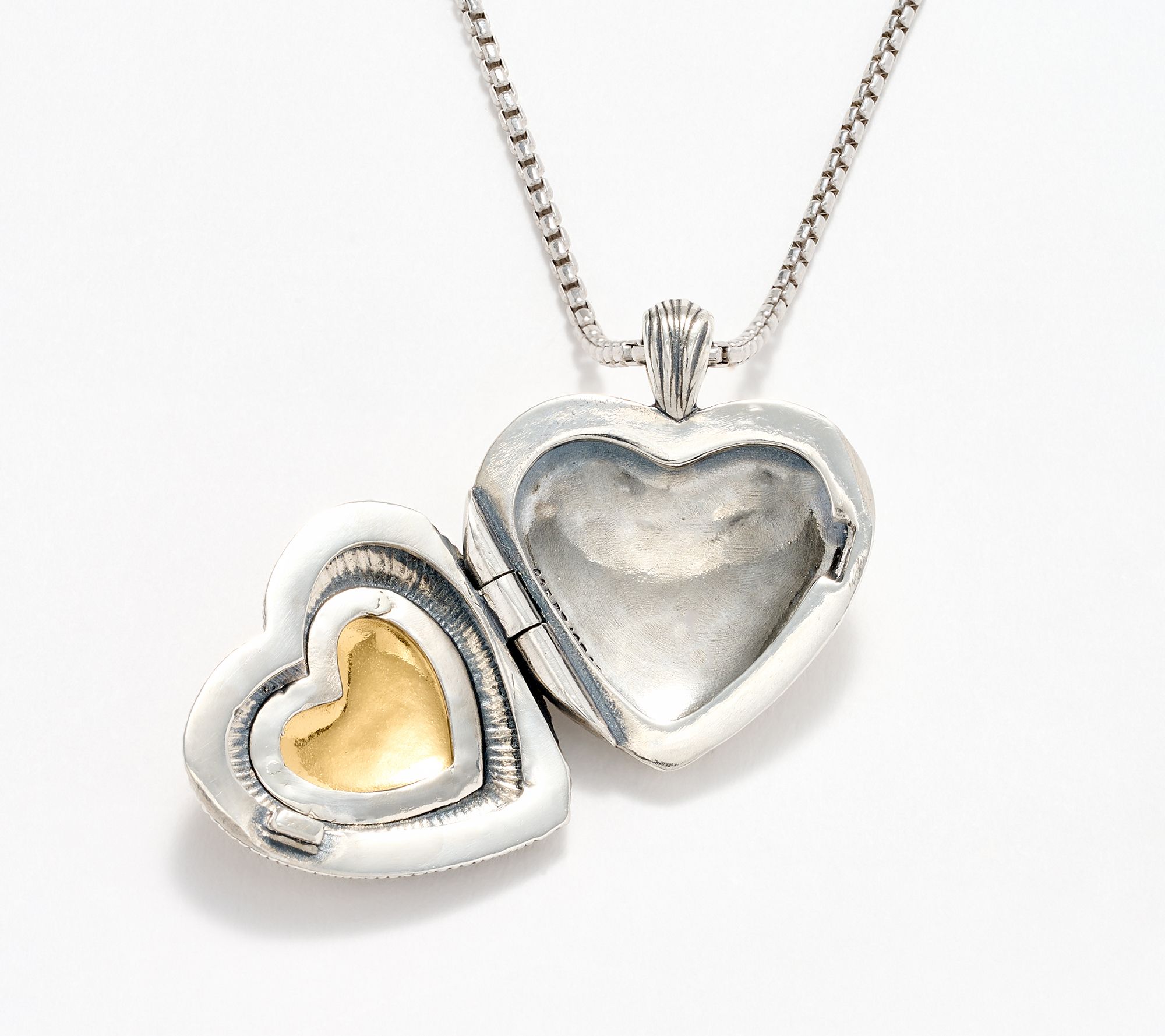 Or Paz Sterling Silver Two-Tone Heart Shaped Locket Necklace
