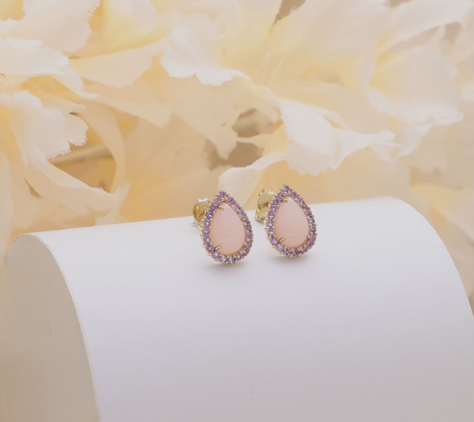 Ariva Sterling Pink Opal & Pink Amethyst Delphine Earrings
