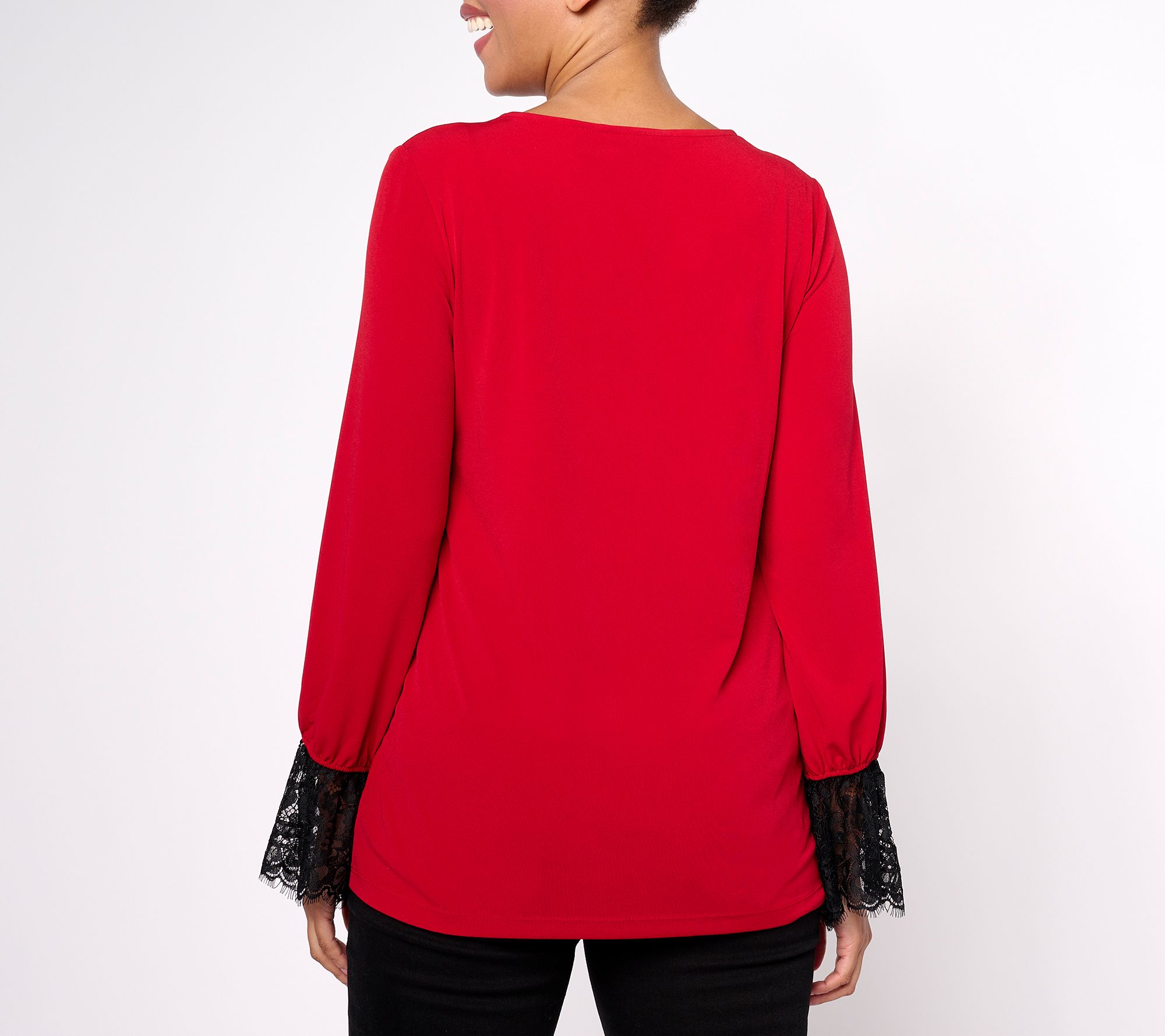 Susan Graver Occasions Liquid Knit Bracelet Sleeve Lace Top