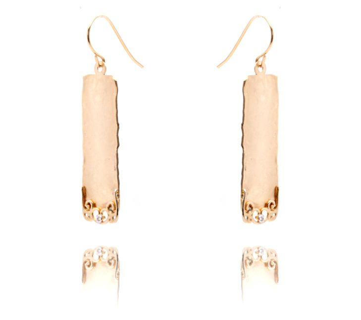 Adi Paz 14K Gold Hammered & Filigree Diamond Dagle Earrings