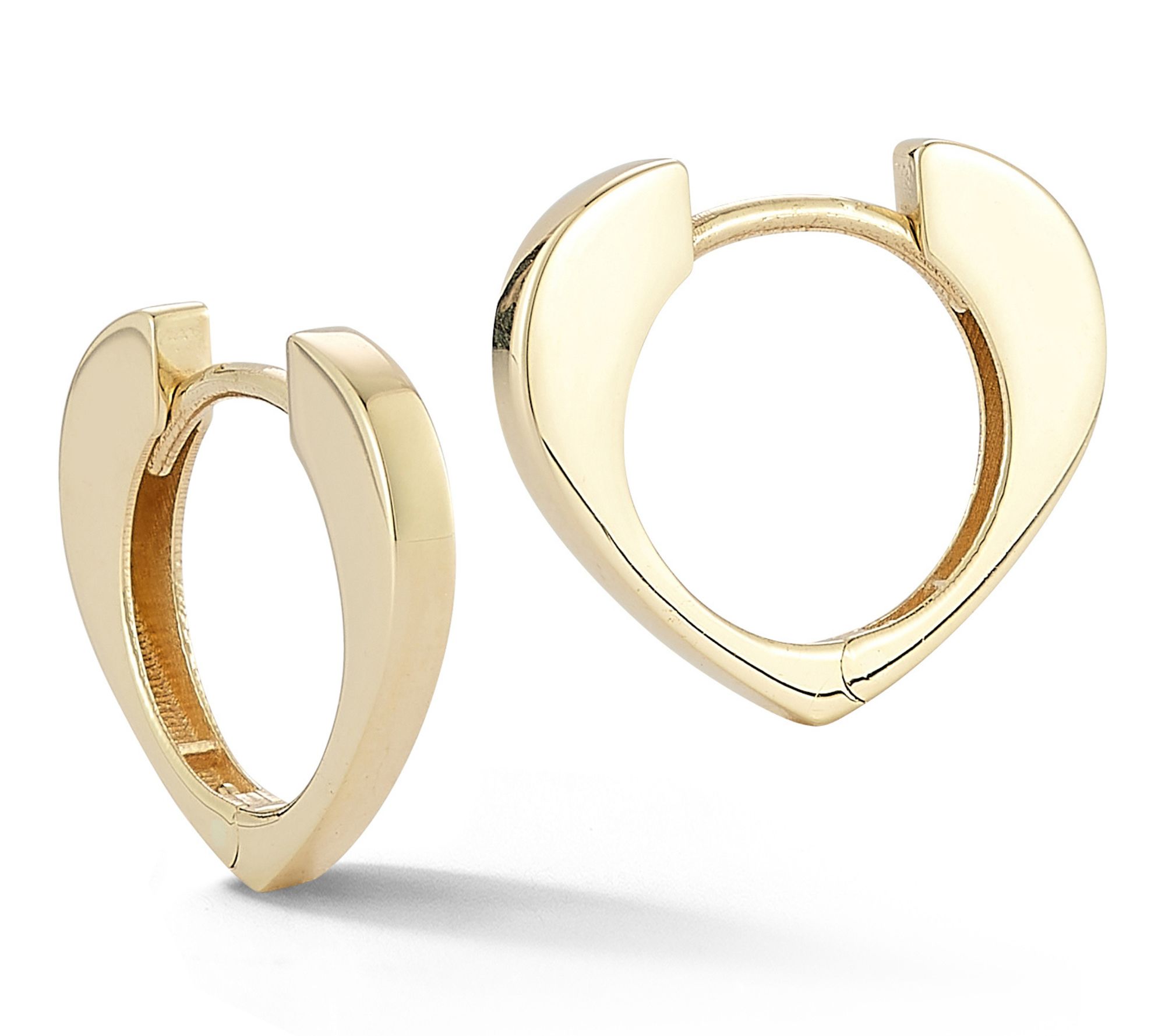 Luminosa Gold Thin Flat Heart Hoop Earrings, 14K