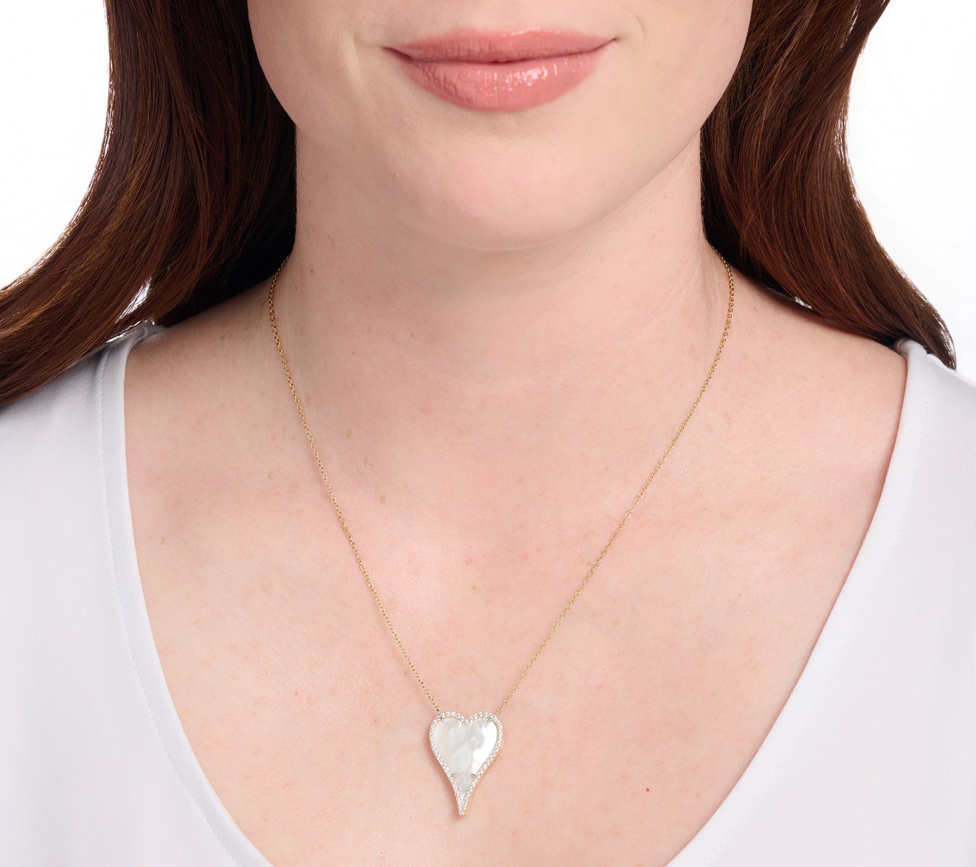 JEN by Jennifer Miller MOP Elongated Heart Necklace, Sterling Silver