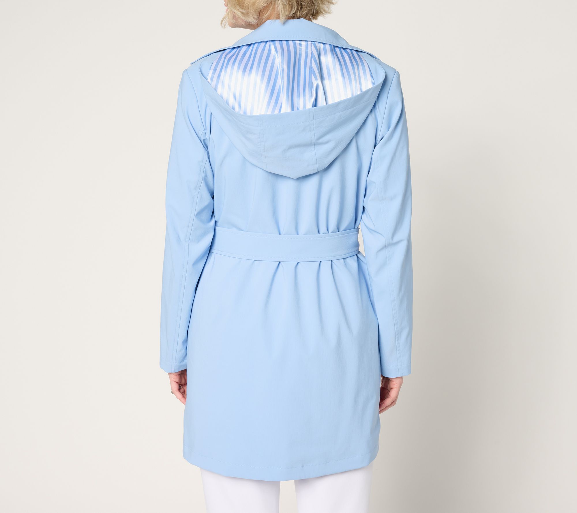 Dennis Basso Regular Water Resistant Trench Coat with Hood