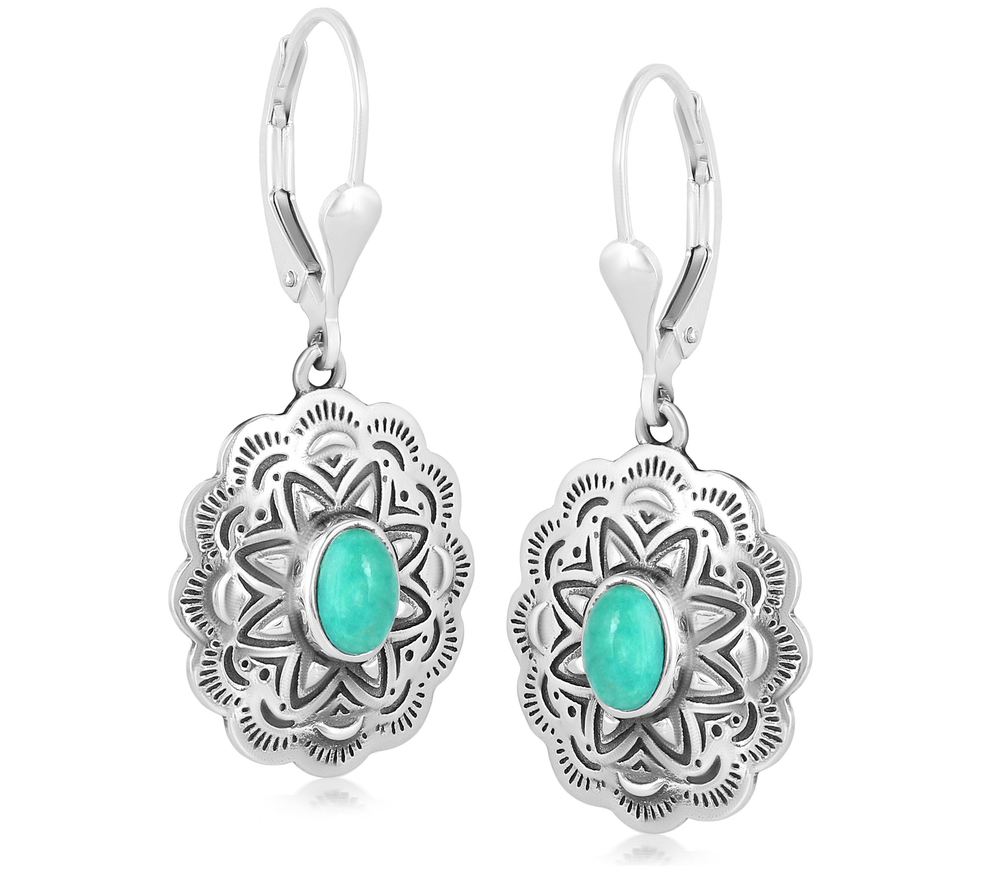American West Sterling Silver Gemstone Concha Earrings