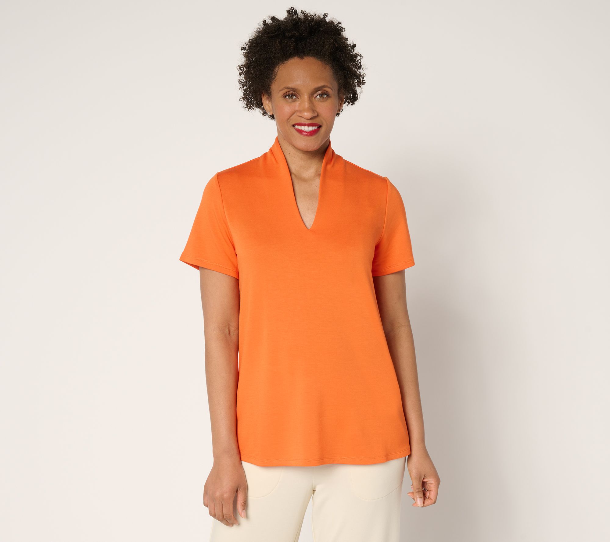 Brandis Dress Out Loud Acquitted Knit High V-Neck Short Slv Top