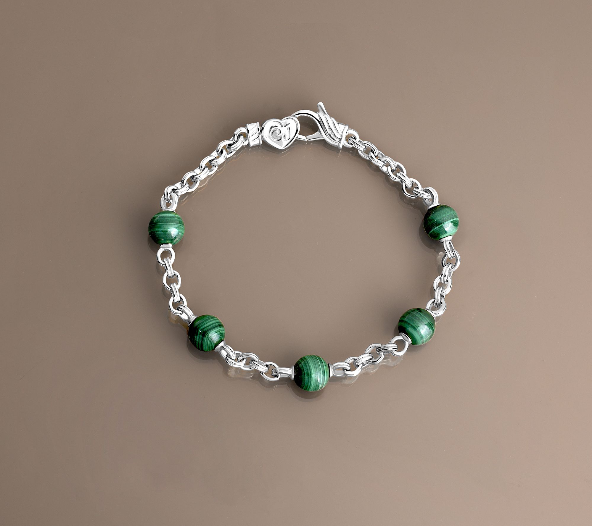 Christian James Gemstone Sterling Silver Bead Double Rolo Bracelet