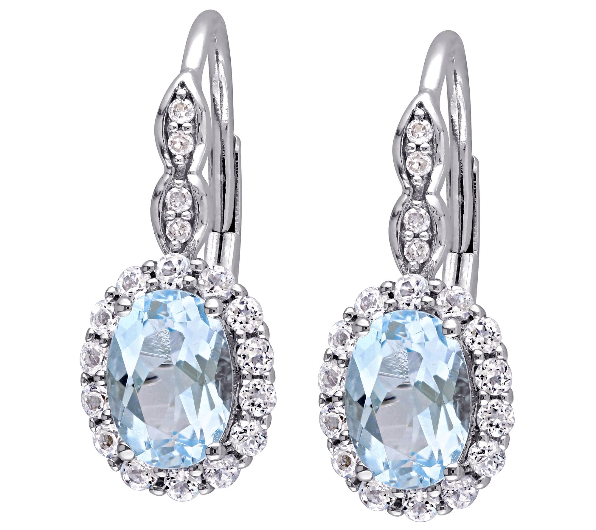 2.70 cttw Blue Topaz & White Topaz Earrings, 14K