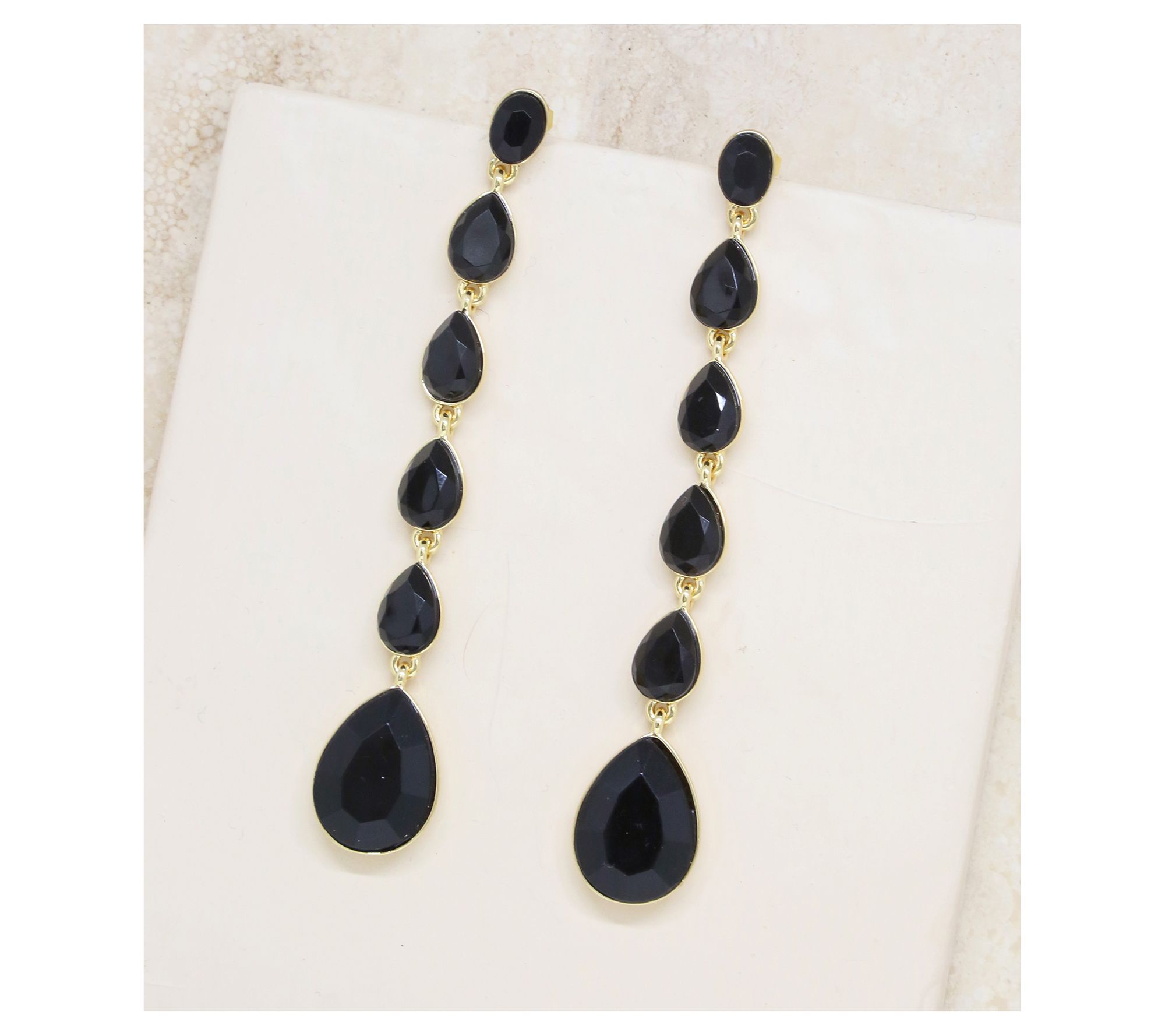 Ettika Black Crystal Drop Earrings