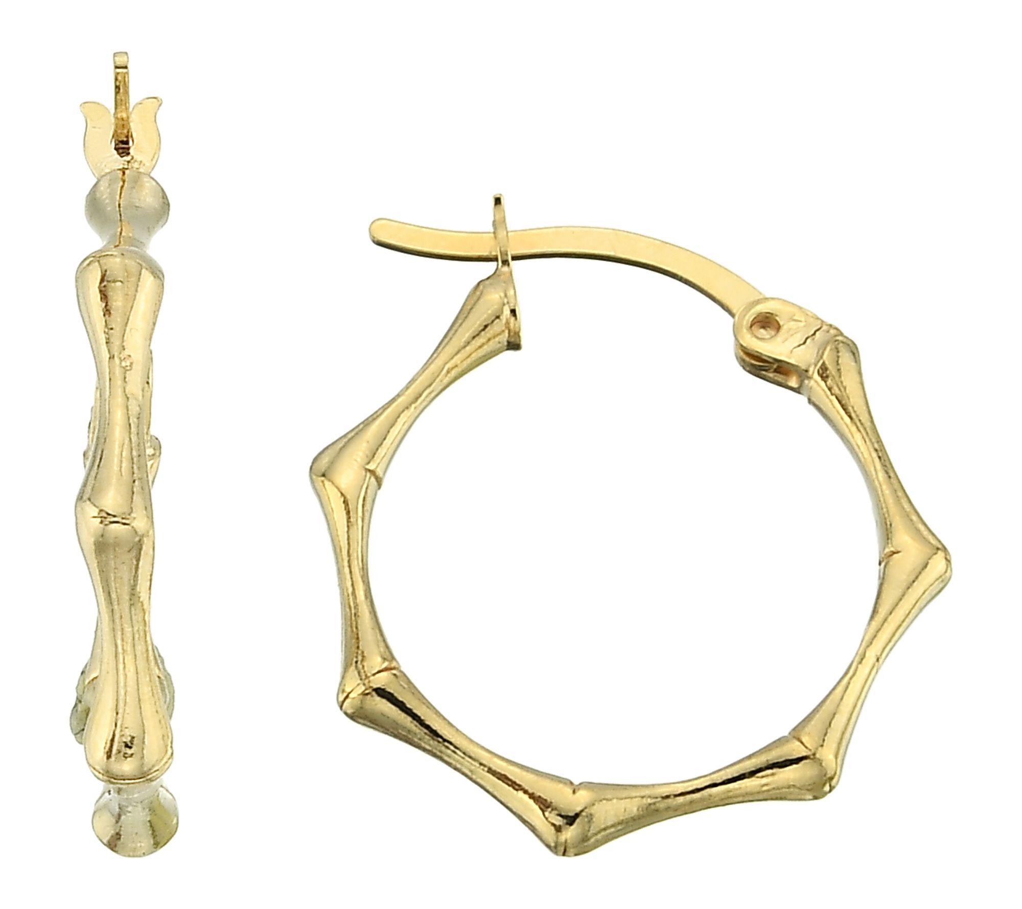 Silver Style Bamboo Design Hoop Earrings, Sterling