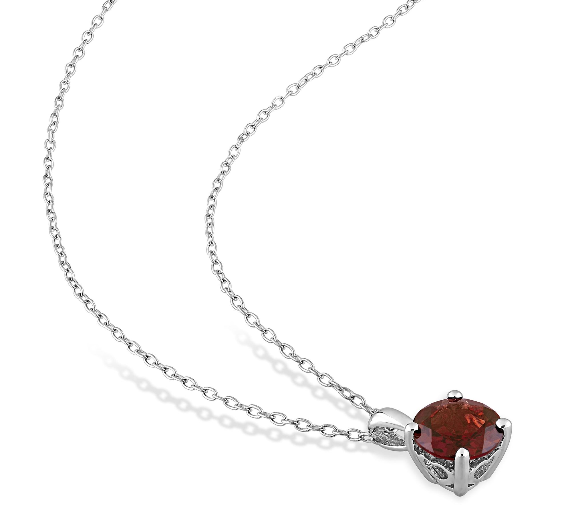 Affinity Gems Garnet Stud Earrings & Necklace Set, Sterling