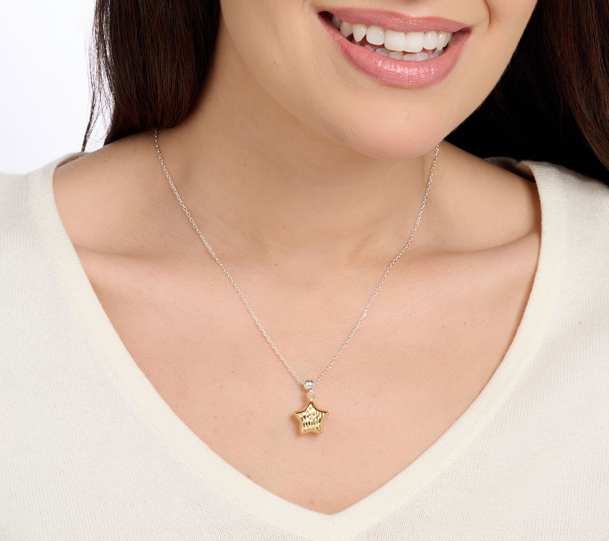 UltraFine 950 Silver Reversible Star Motif Necklace