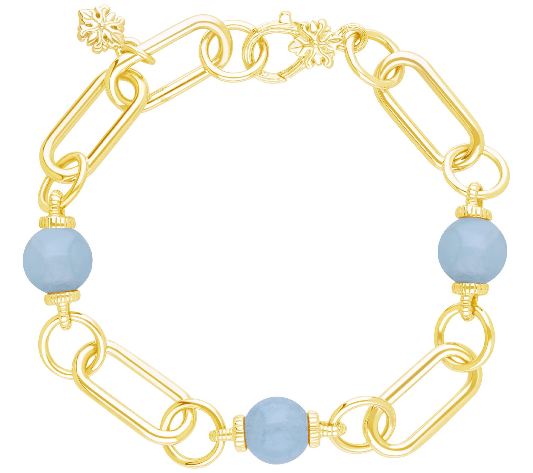 Ariva Silver 18K Clad Paperclip Gemstone Station Bracelet