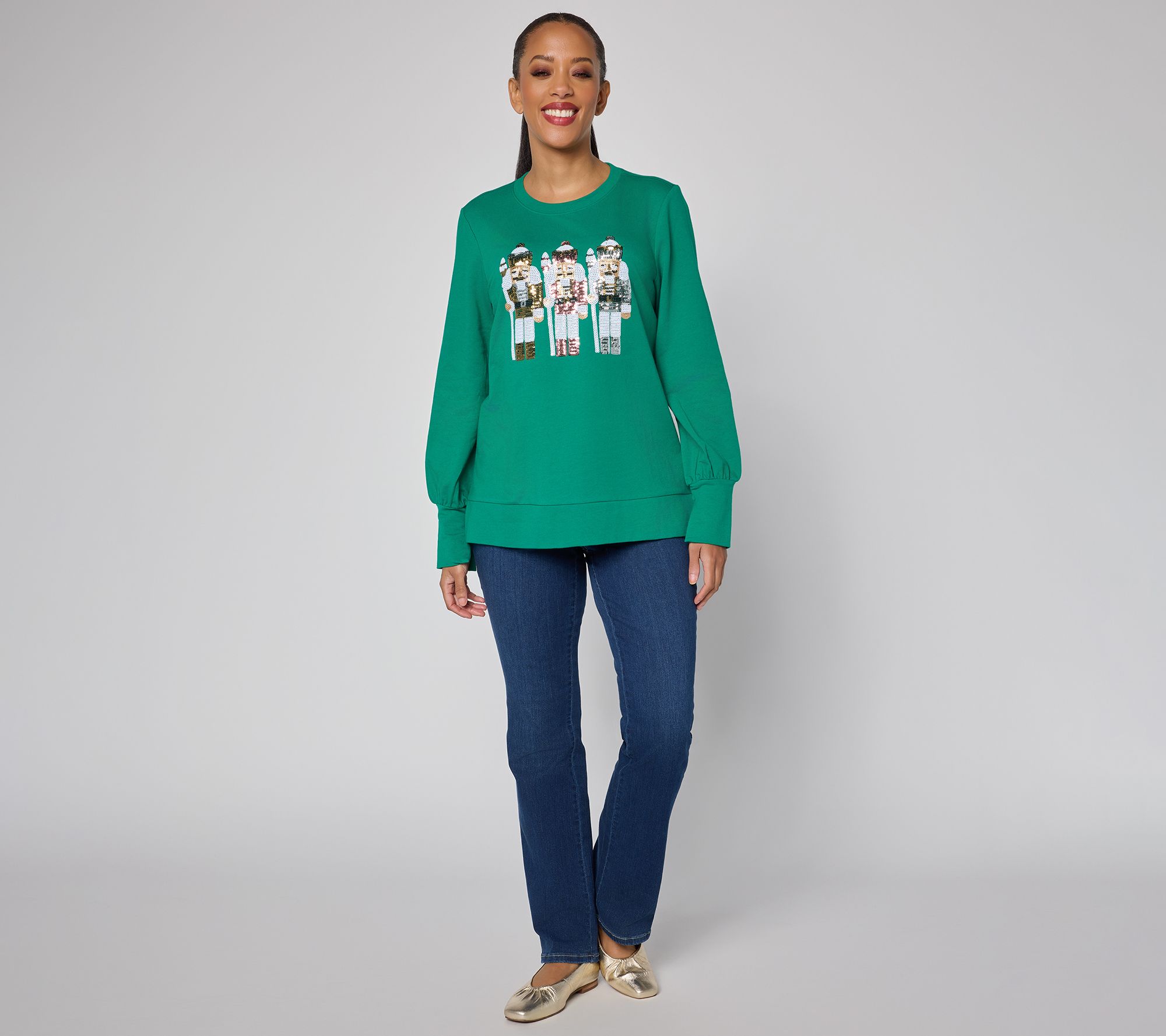 Jingle Belles by Kim Gravel Sequin Nutcracker Knit Top