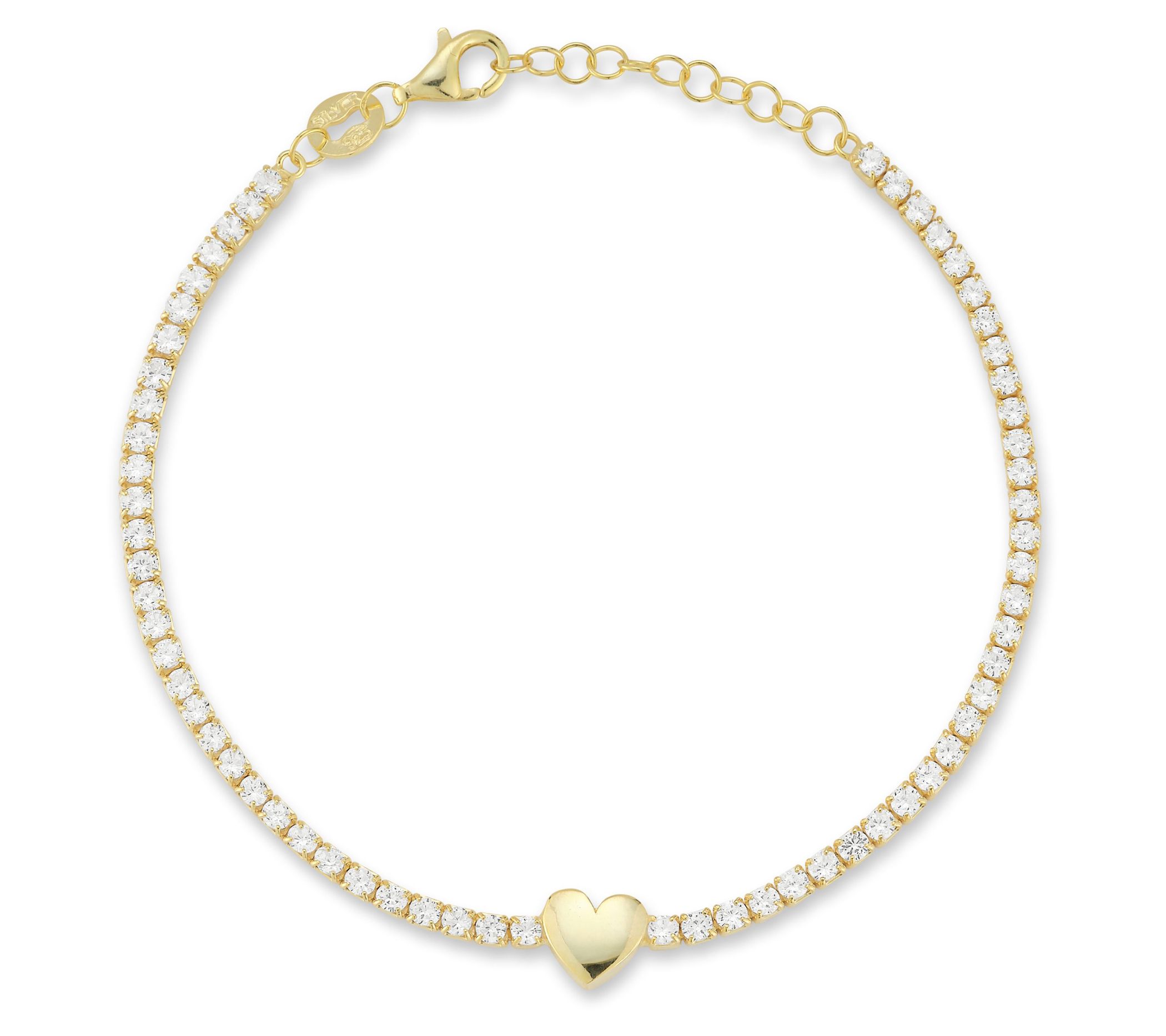 Sterlina Silver Pave Heart Tennis Bracelet, Sterling