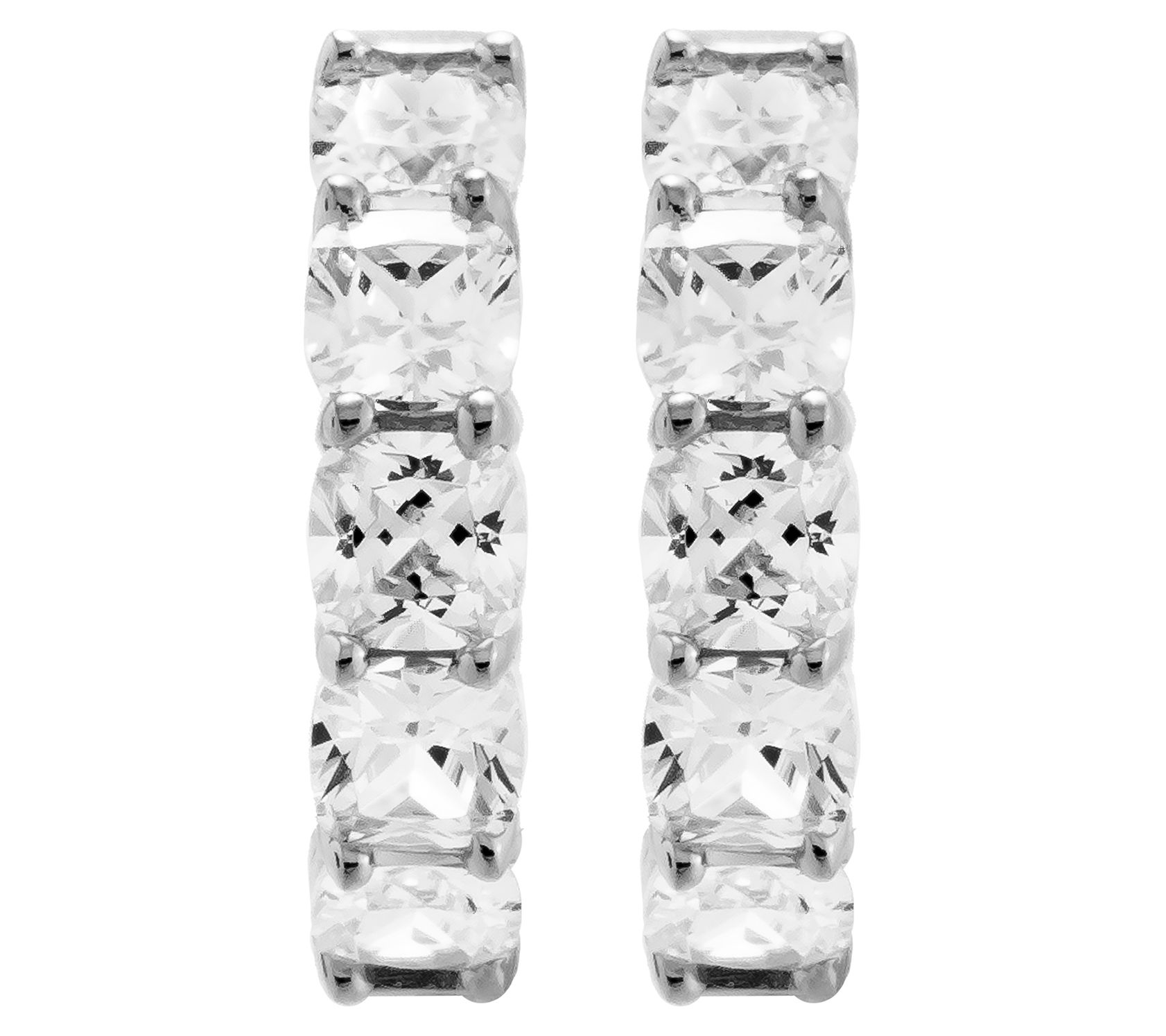 Diamonique 4.00 cttw Cushion Cut Hoop Earrings, Sterling