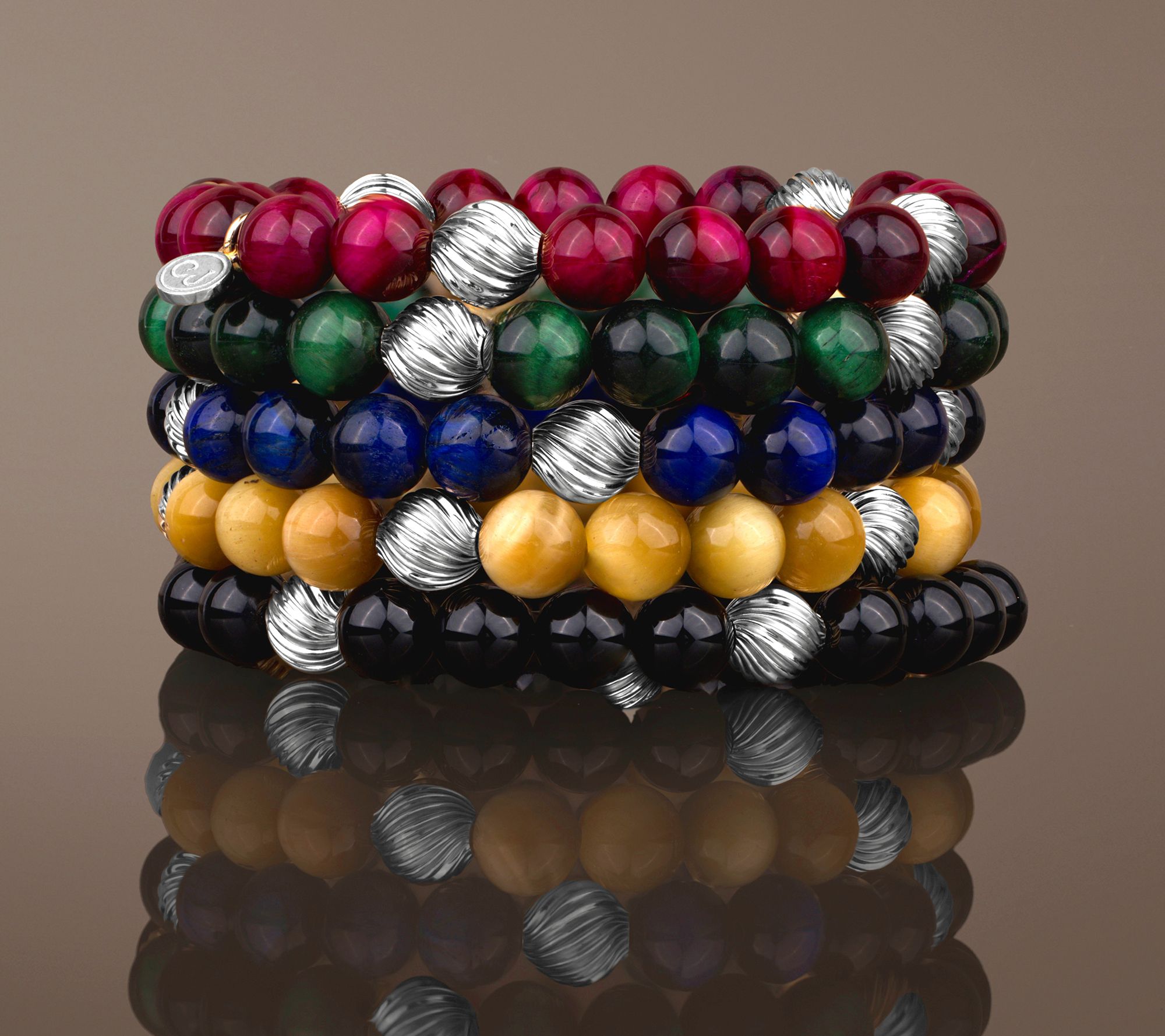 Christian James by Scott Grimes Sterling Silver Gemstone Bead Ripple Bracelet