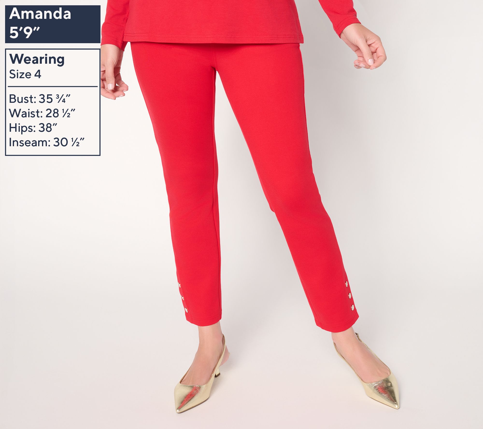 Jingle Belles by KimGravel Regular Ponte Sparkle Button Ankle Pant