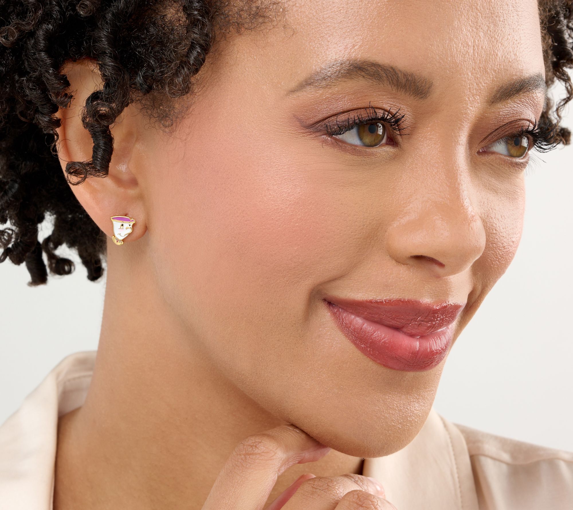 Disney Mrs. Potts & Chip Sterling Stud Earrings & Trinket Tray