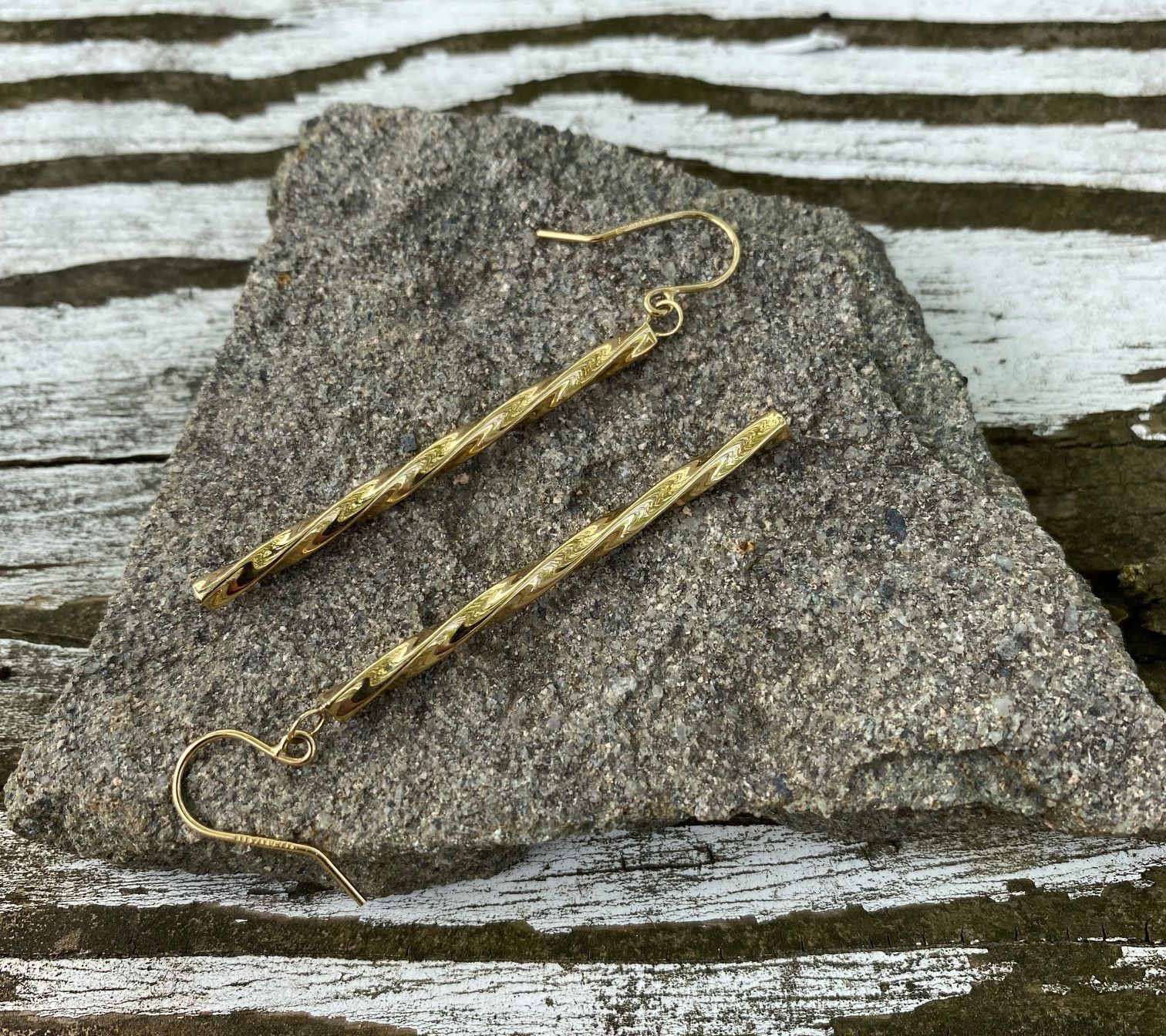 Alkeme 14K Gold Twisted Tube Drop Earrings