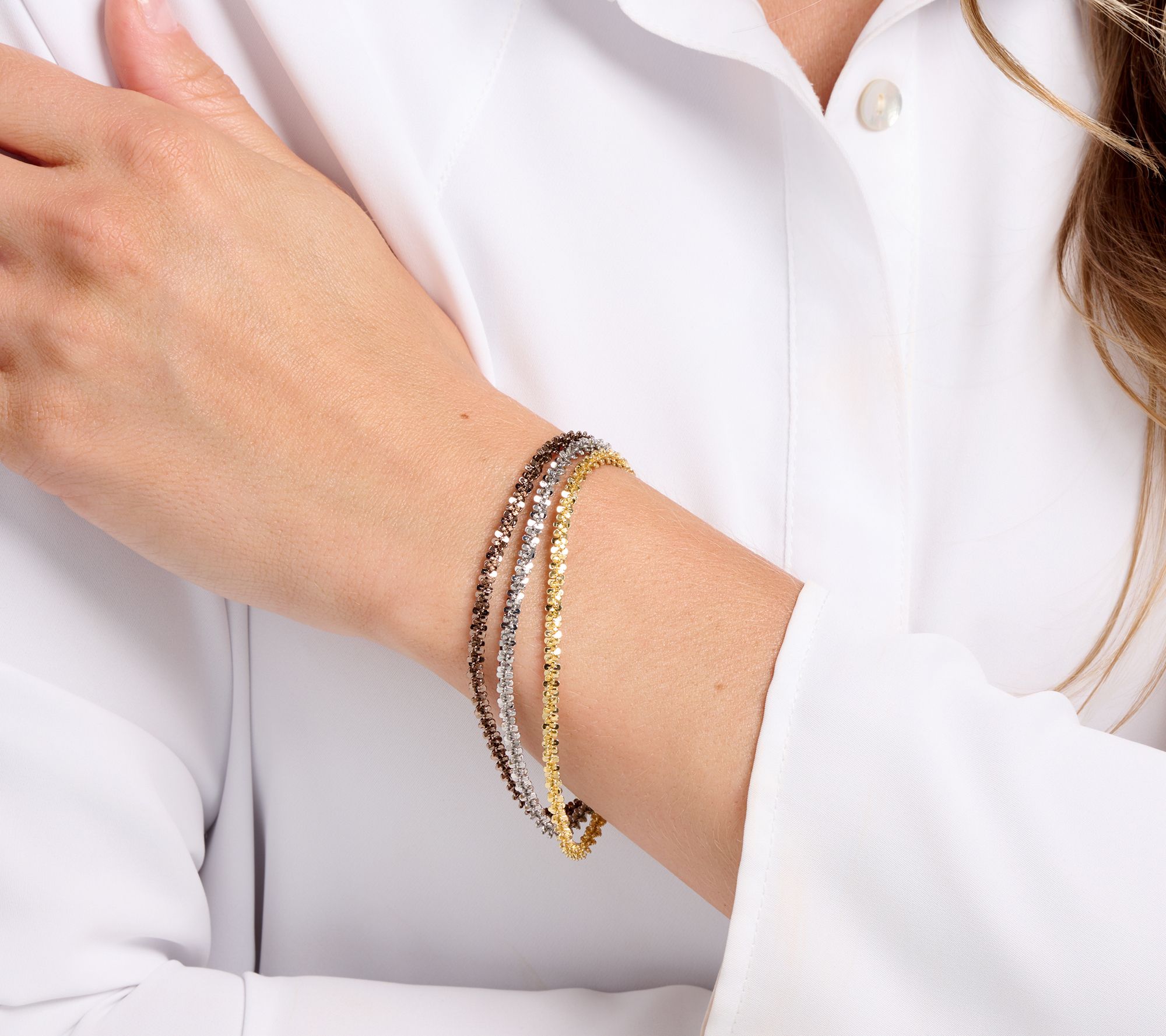 David Markstein Bronze Sparkling Margherita 3 Strand Bracelet