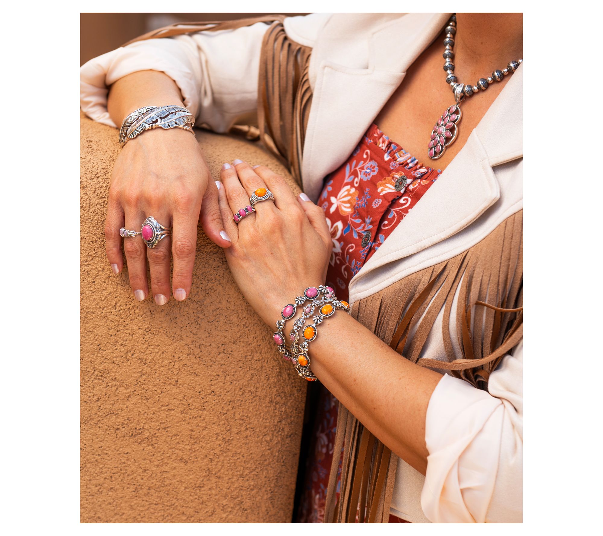 American West Sterling Silver Oval Gemstone Tennis Bracelet