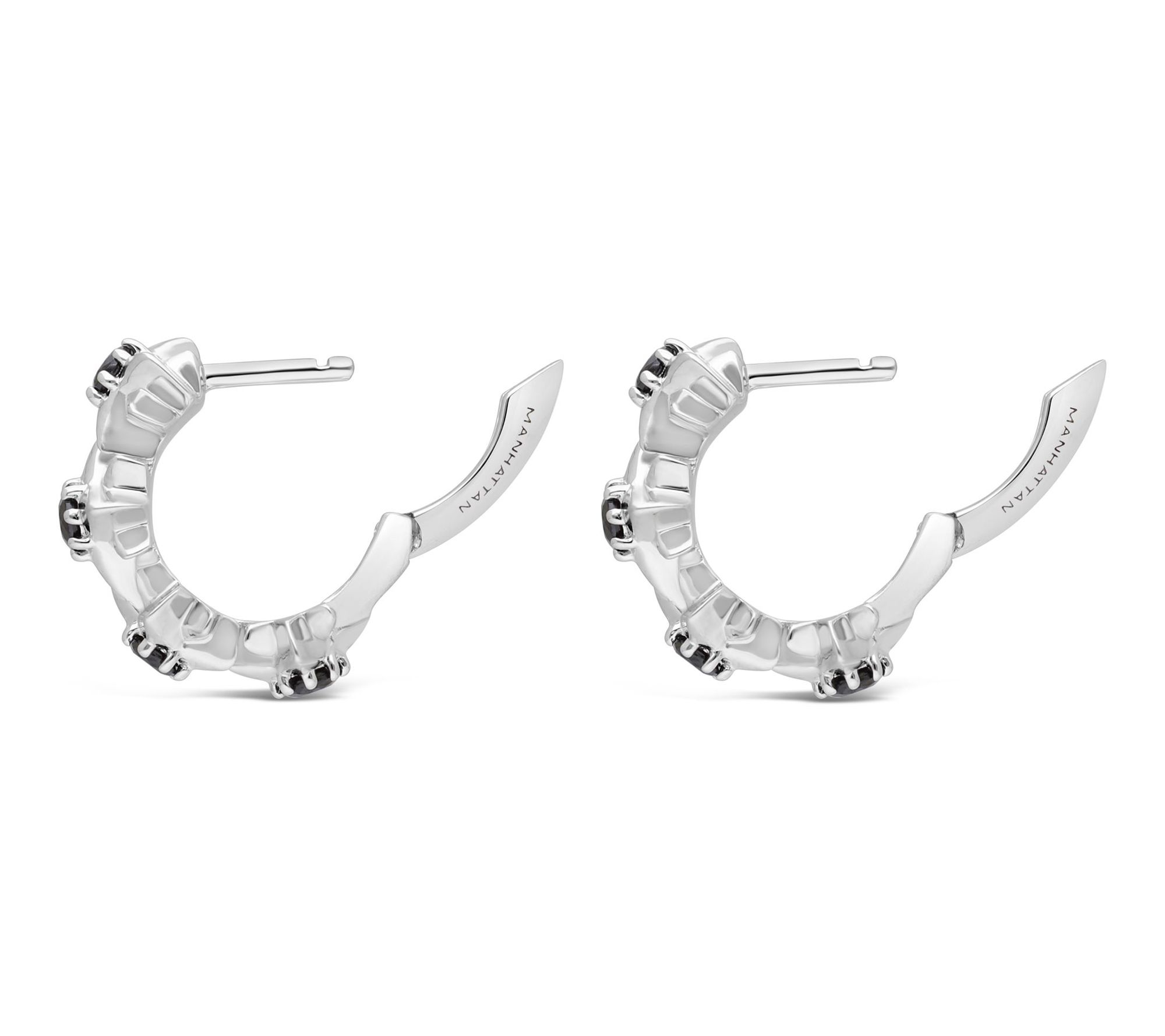 Margo Manhattan Sterling Black Spinel StarlightHoop Earrings