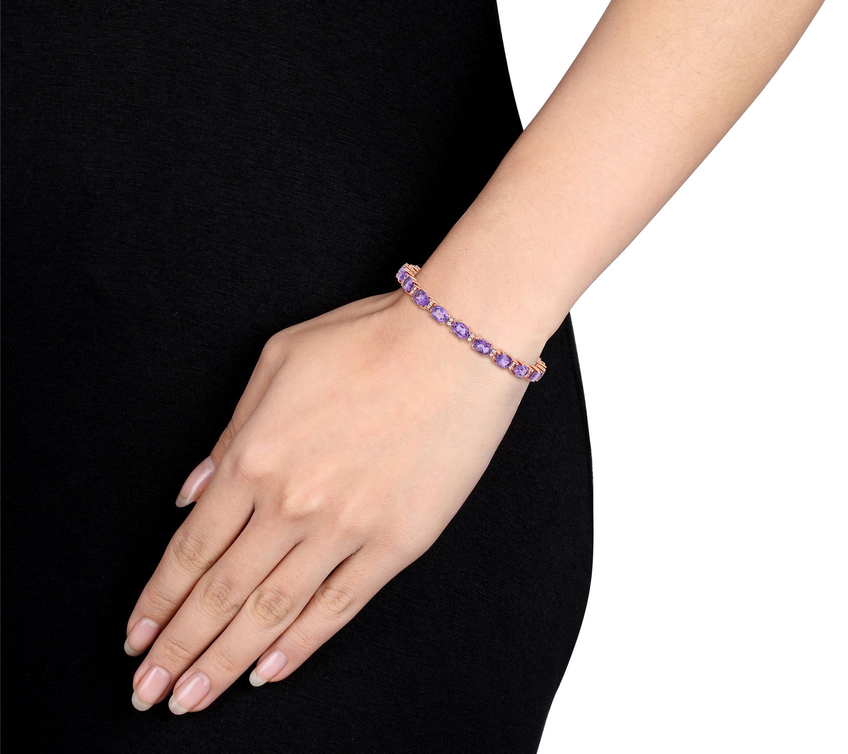18K Rose-Plated 14.60 cttw Amethyst & White Sapphire Bracelet