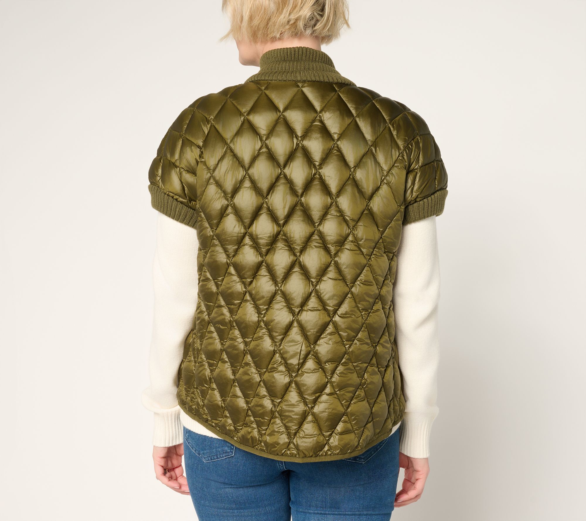 Martha Stewart Signature Diamond Quilted Short-Sleeve Jacket