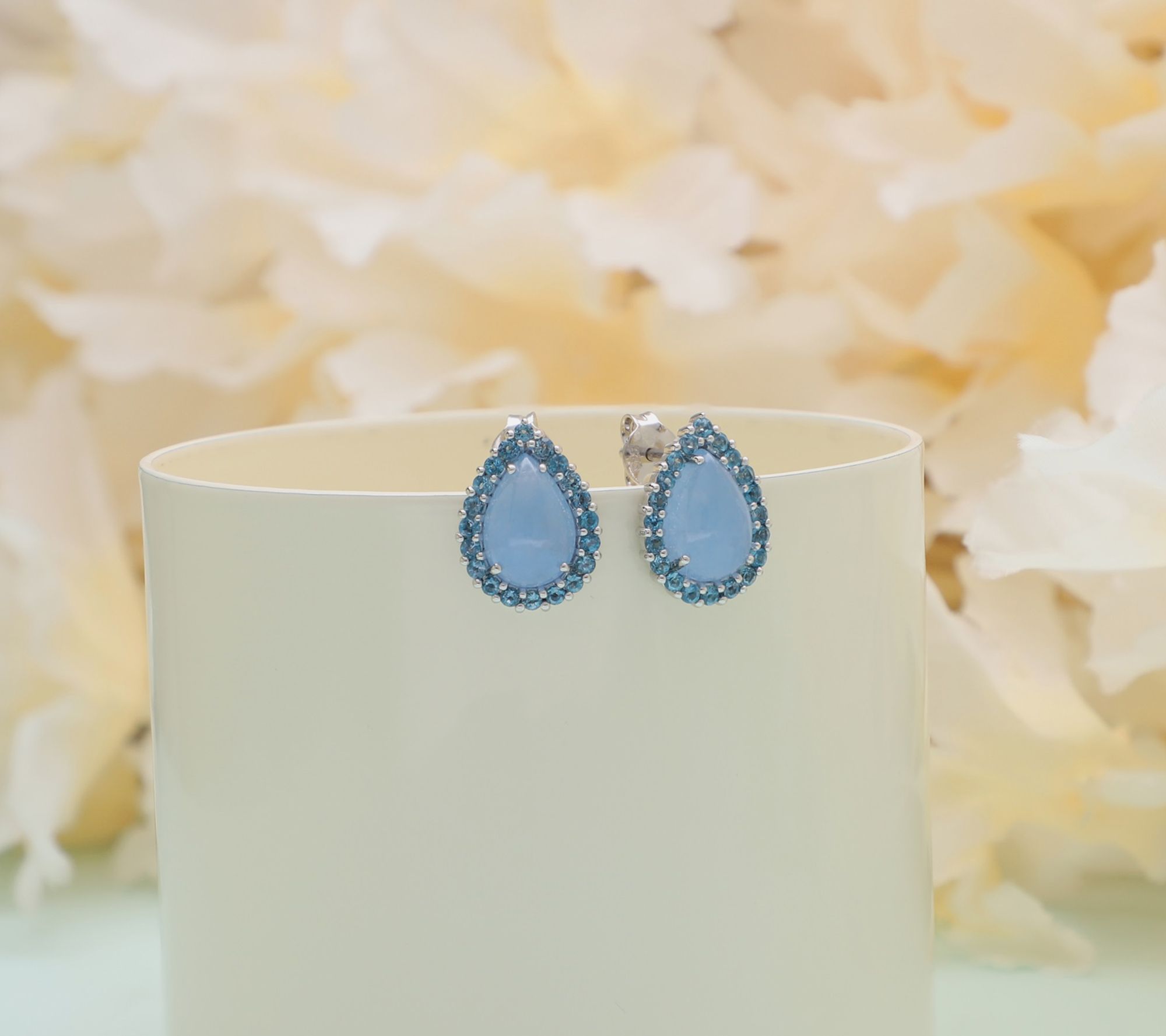 Ariva Sterling Blue Jadeite & Blue Topaz Delphine Earrings