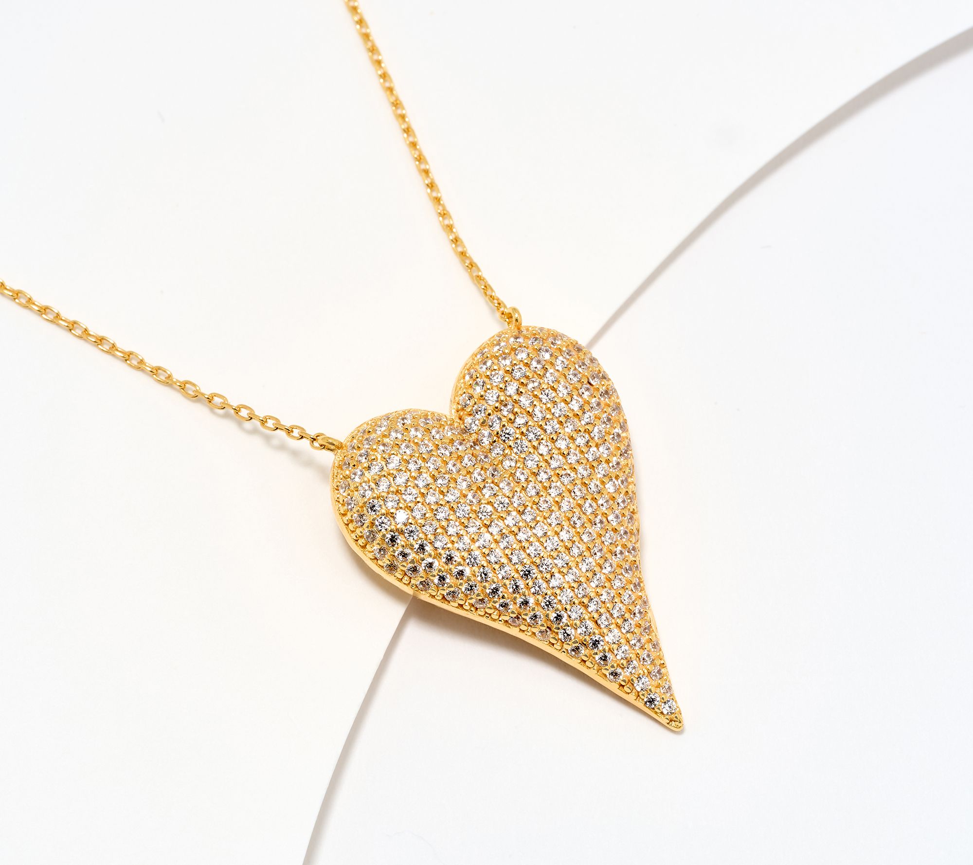 Diamonique x Jennifer Miller Puffy Elongated Heart Necklace, Sterling Silver