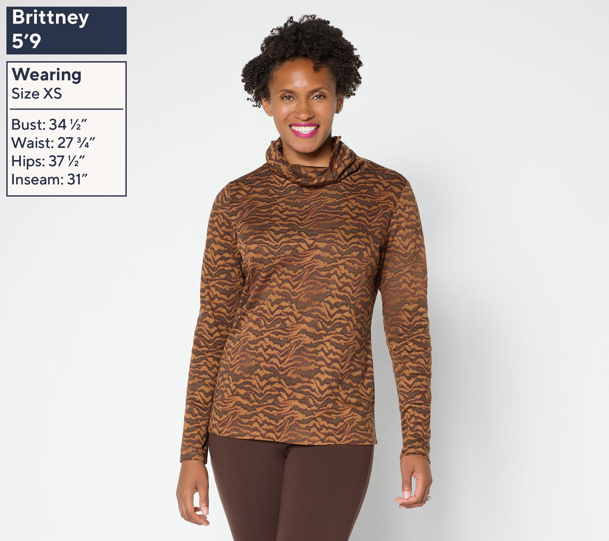 Martha Stewart Signature Printed Knit Turtleneck Top