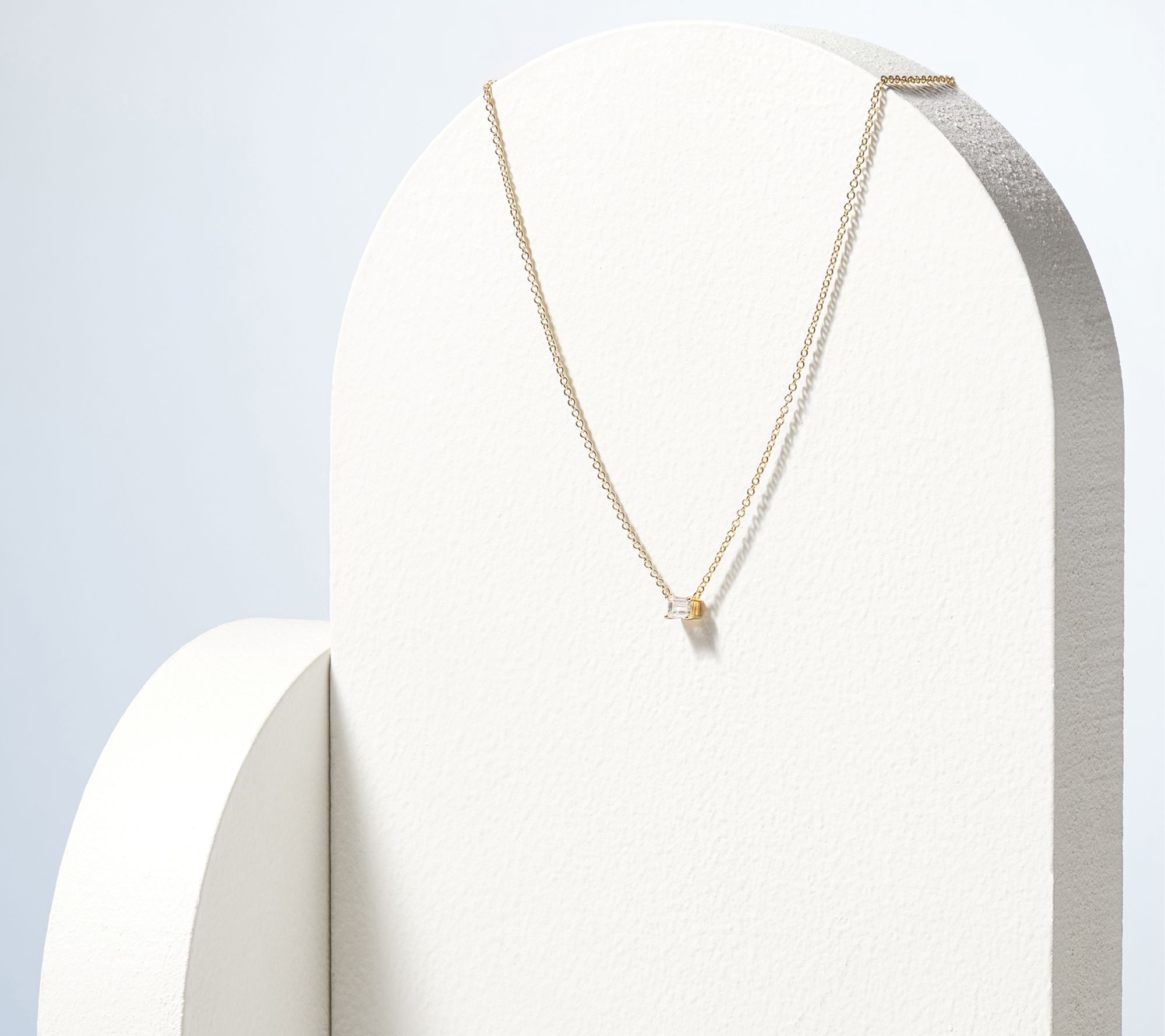 LuxLab 0.25 cttw Grown Diamond Necklace, 18K Go ld Plated