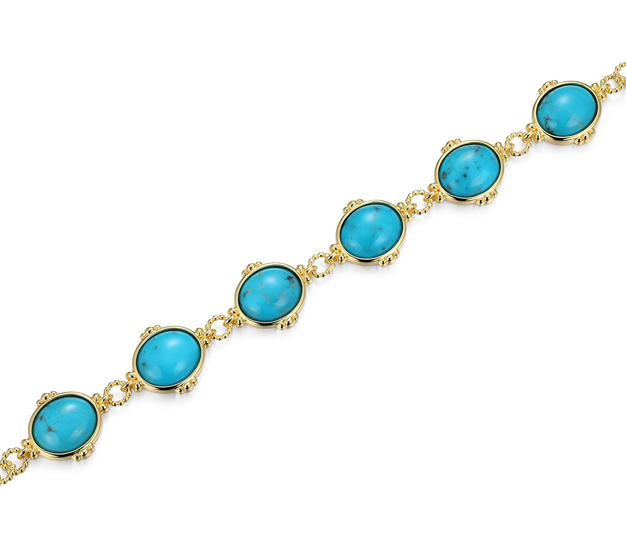 Affinity Gems Turquoise Link Bracelet,18K GoldPlated