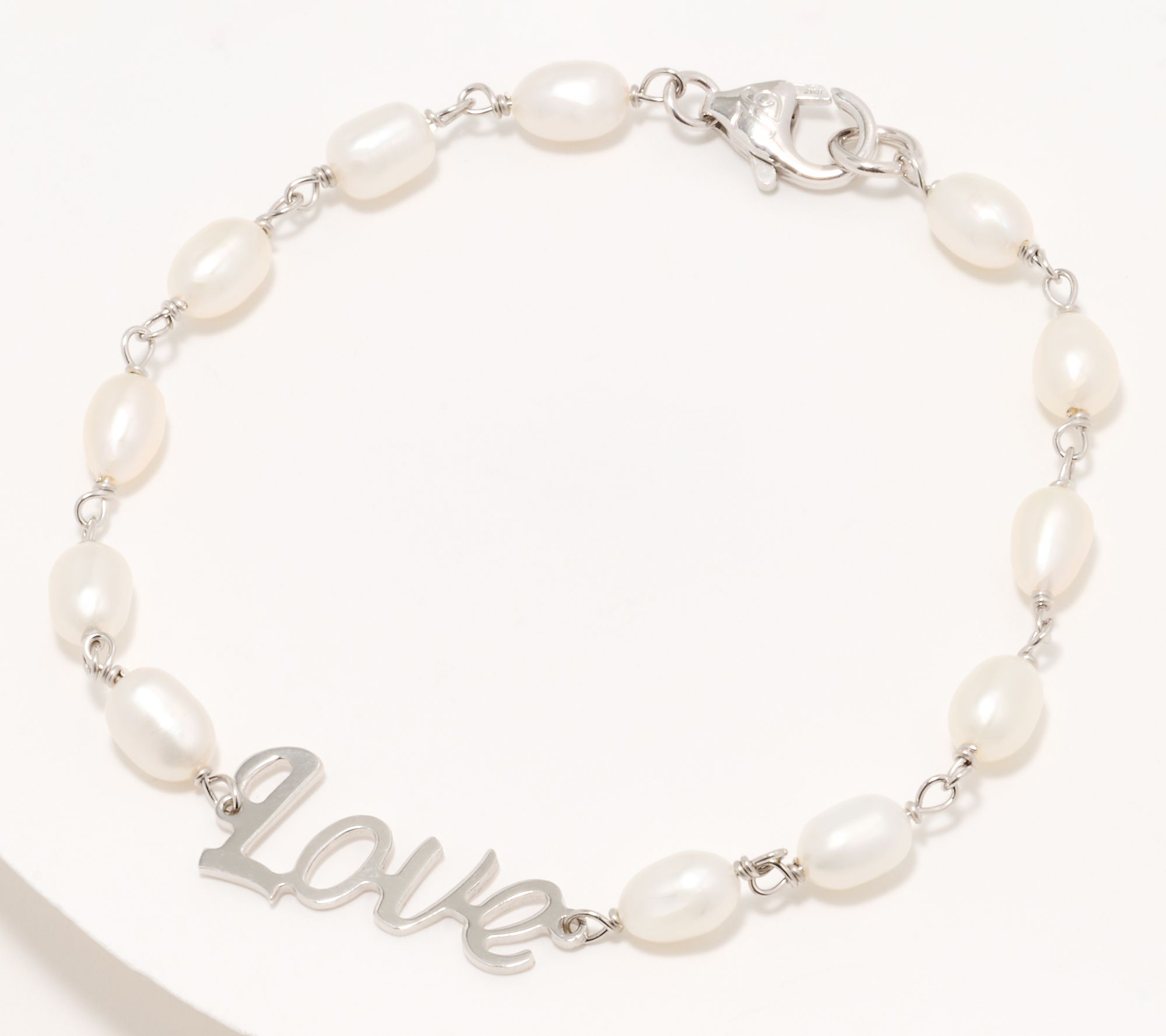 Honora Cultured Pearl Inspirational Bracelet, Sterling Silver