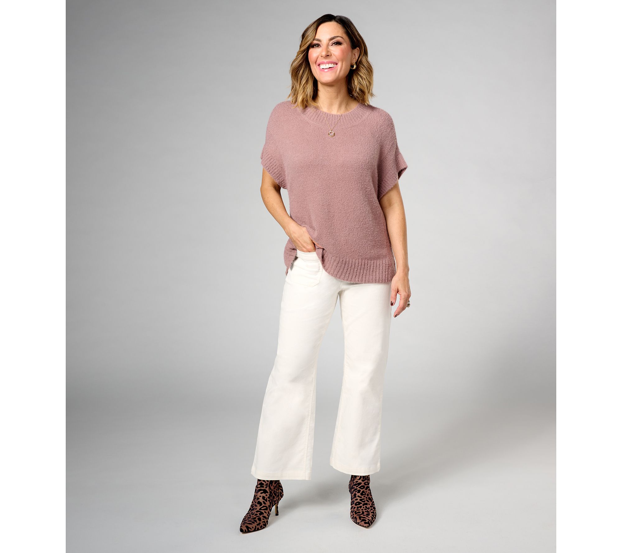 Studio Park x Amy Stran Drop Shoulder Brushed Sweater with Rib Hem